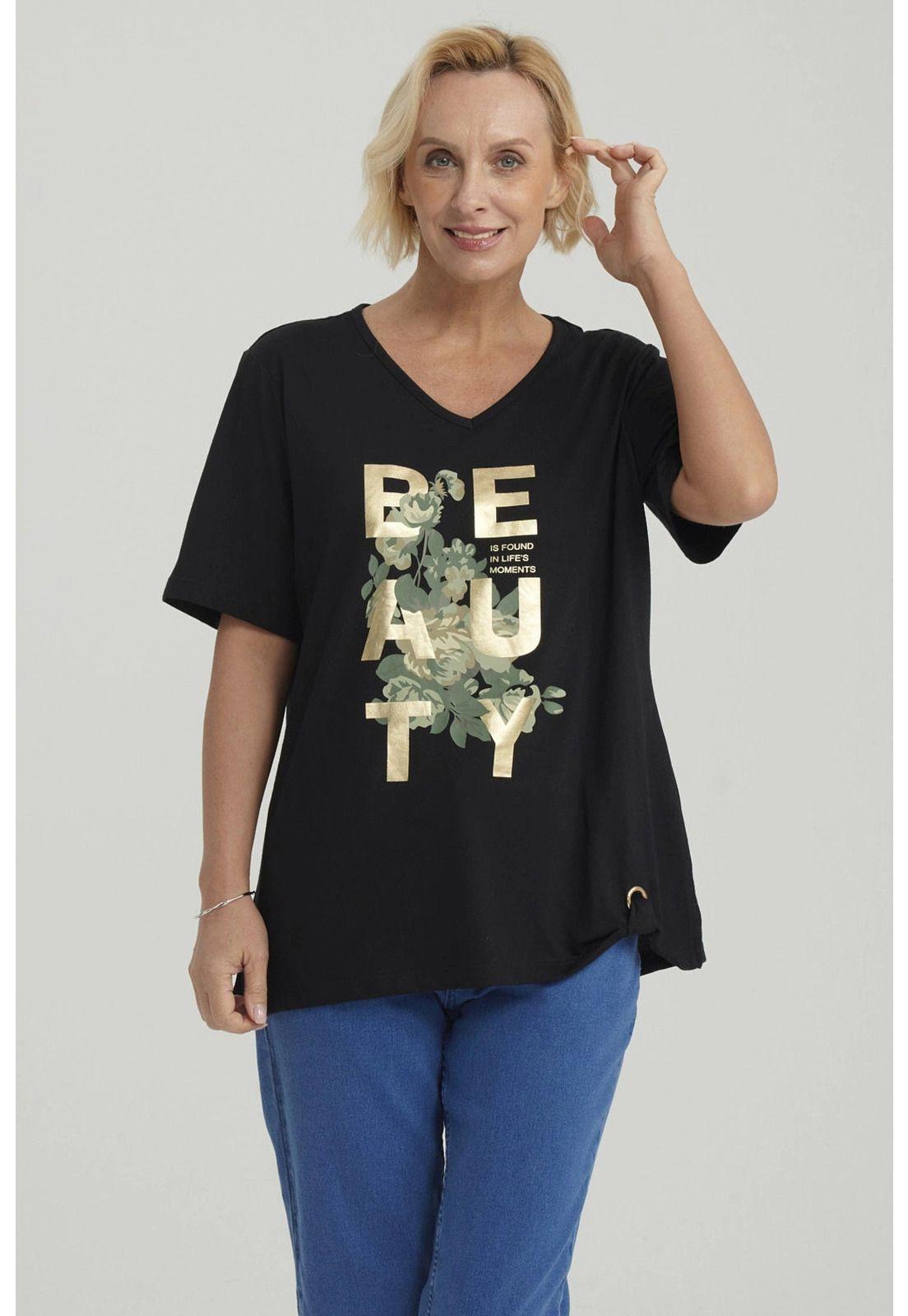 Polera Mujer Print Negro - VII-4
