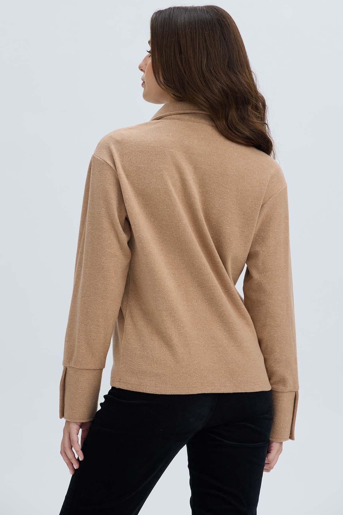 Sweater Mujer Amplio Camel Oscuro-2