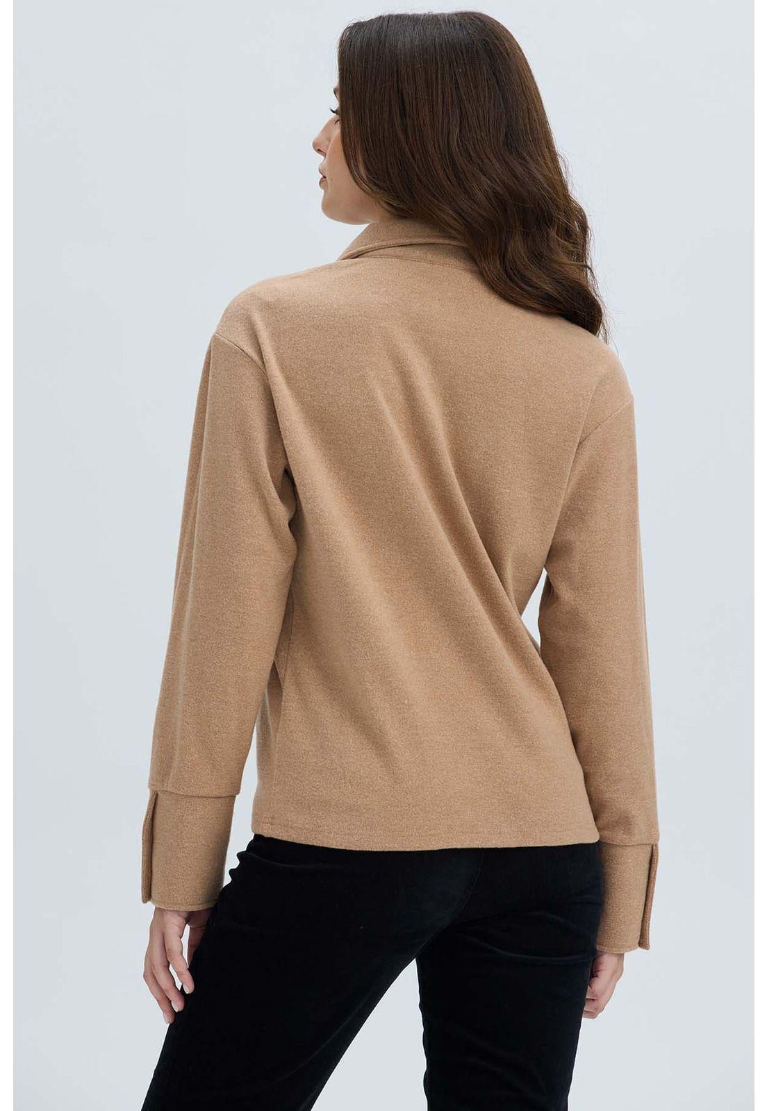 Sweater Mujer Amplio Camel Oscuro-2