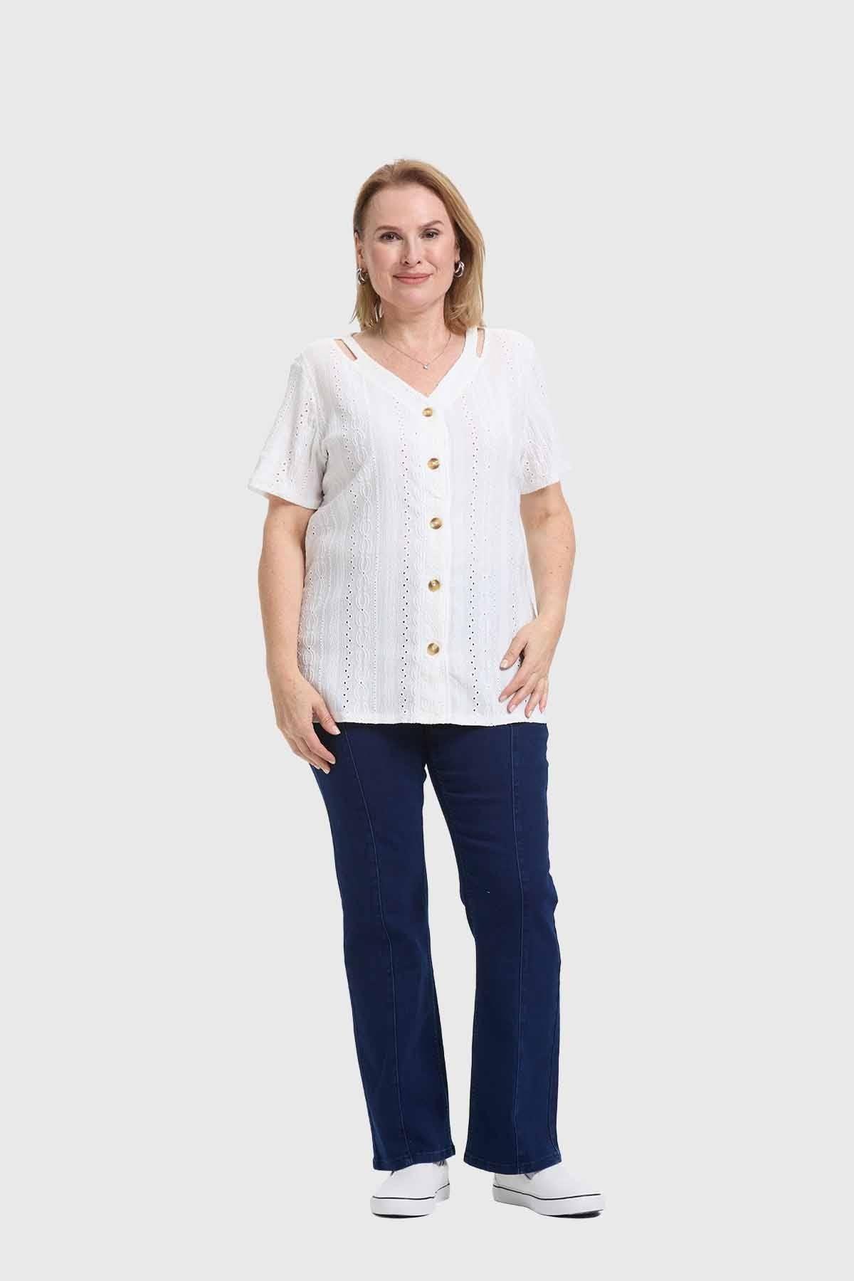 Polera Mujer Abotonada Crudo-3