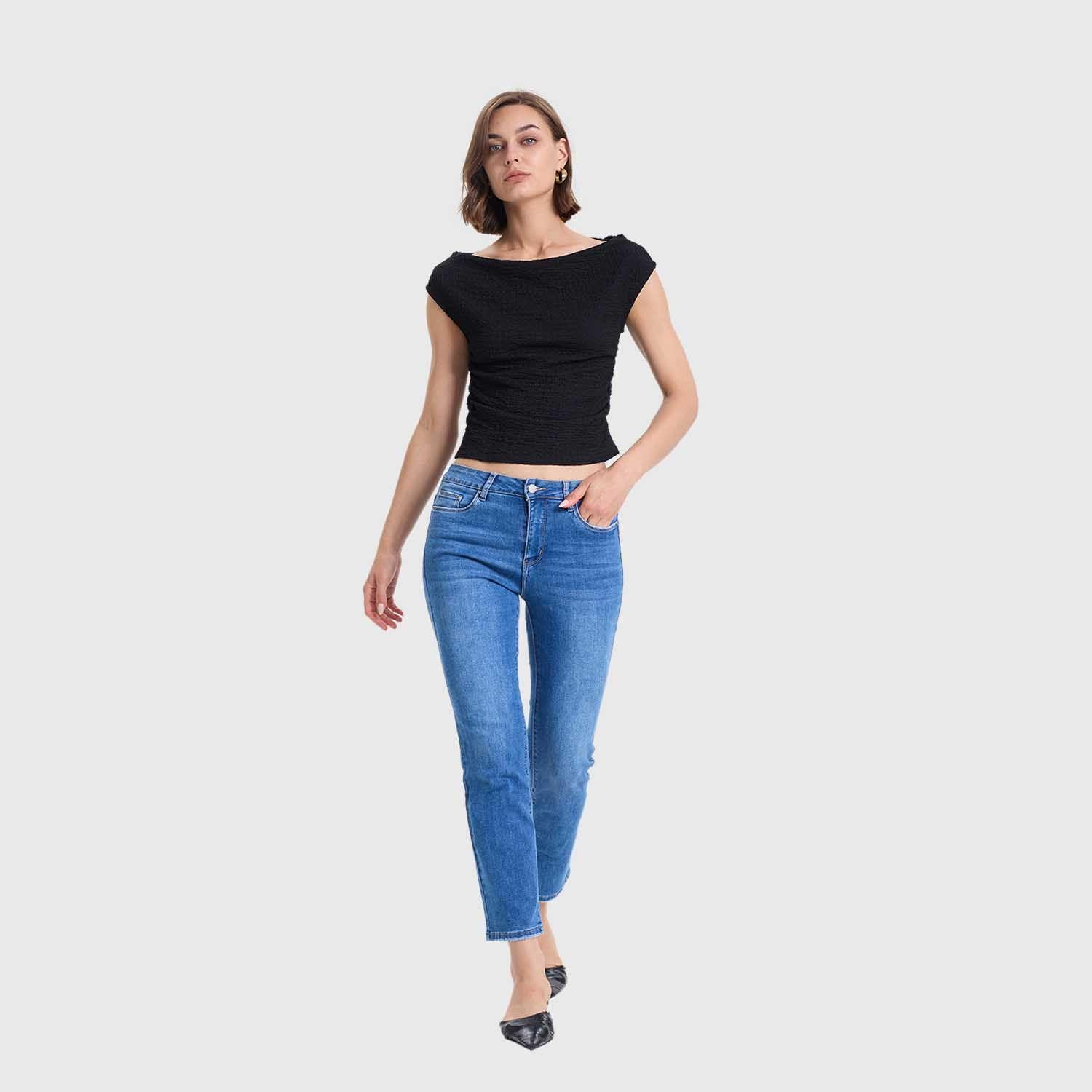 Polera Mujer Bardot Lisa Text Negro Fashions Park-3