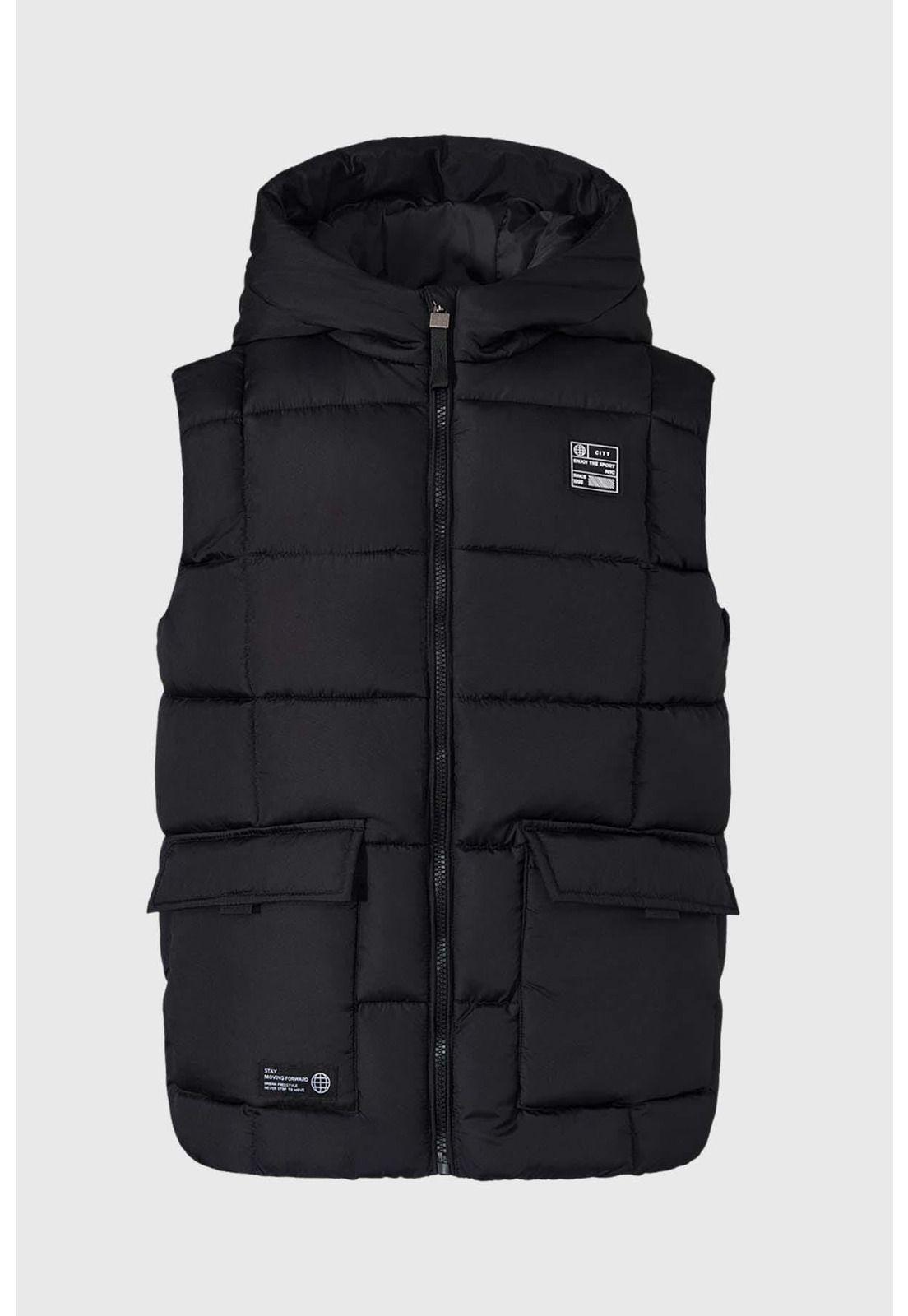Parka Niño Con Bolsillo Negro-0