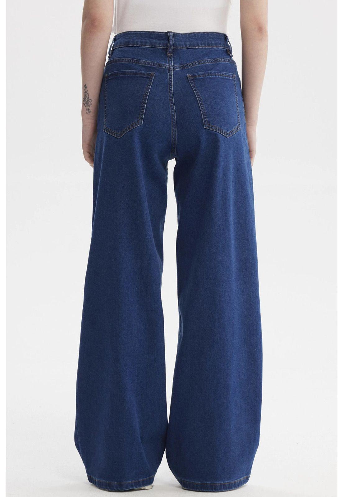 Jeans Mujer Wide Leg Azul Oscuro - lll-2