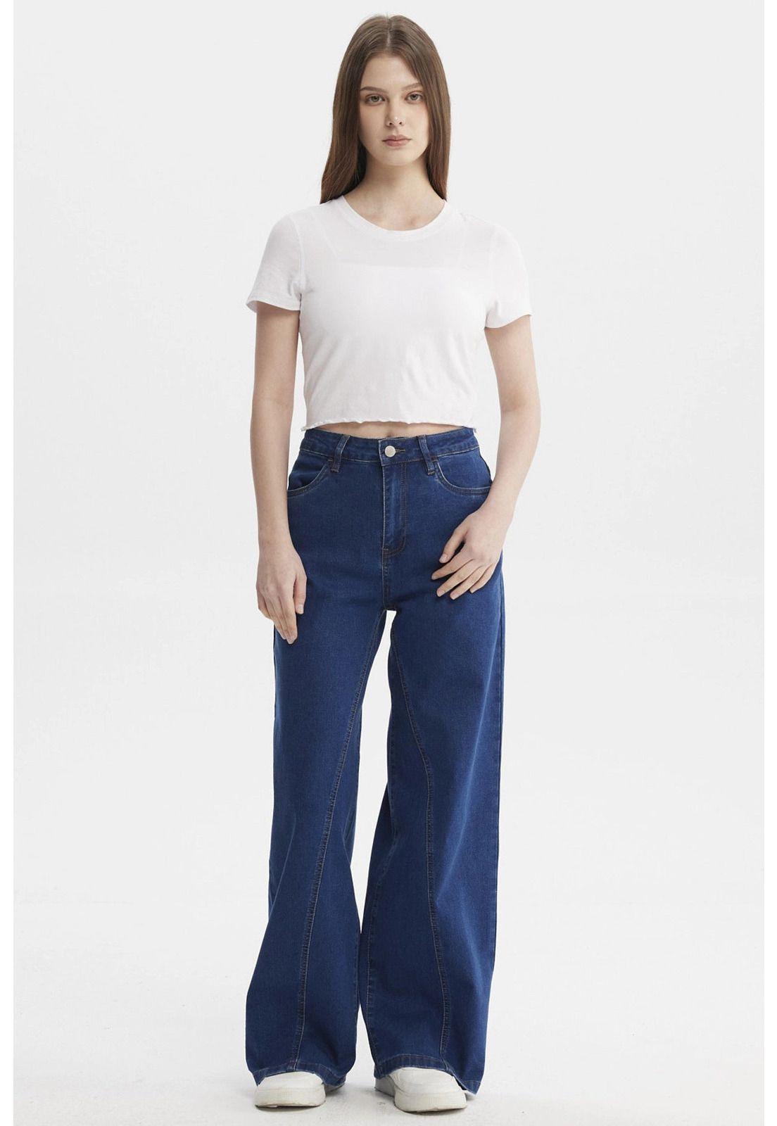 Jeans Mujer Wide Leg Azul Oscuro - lll-3