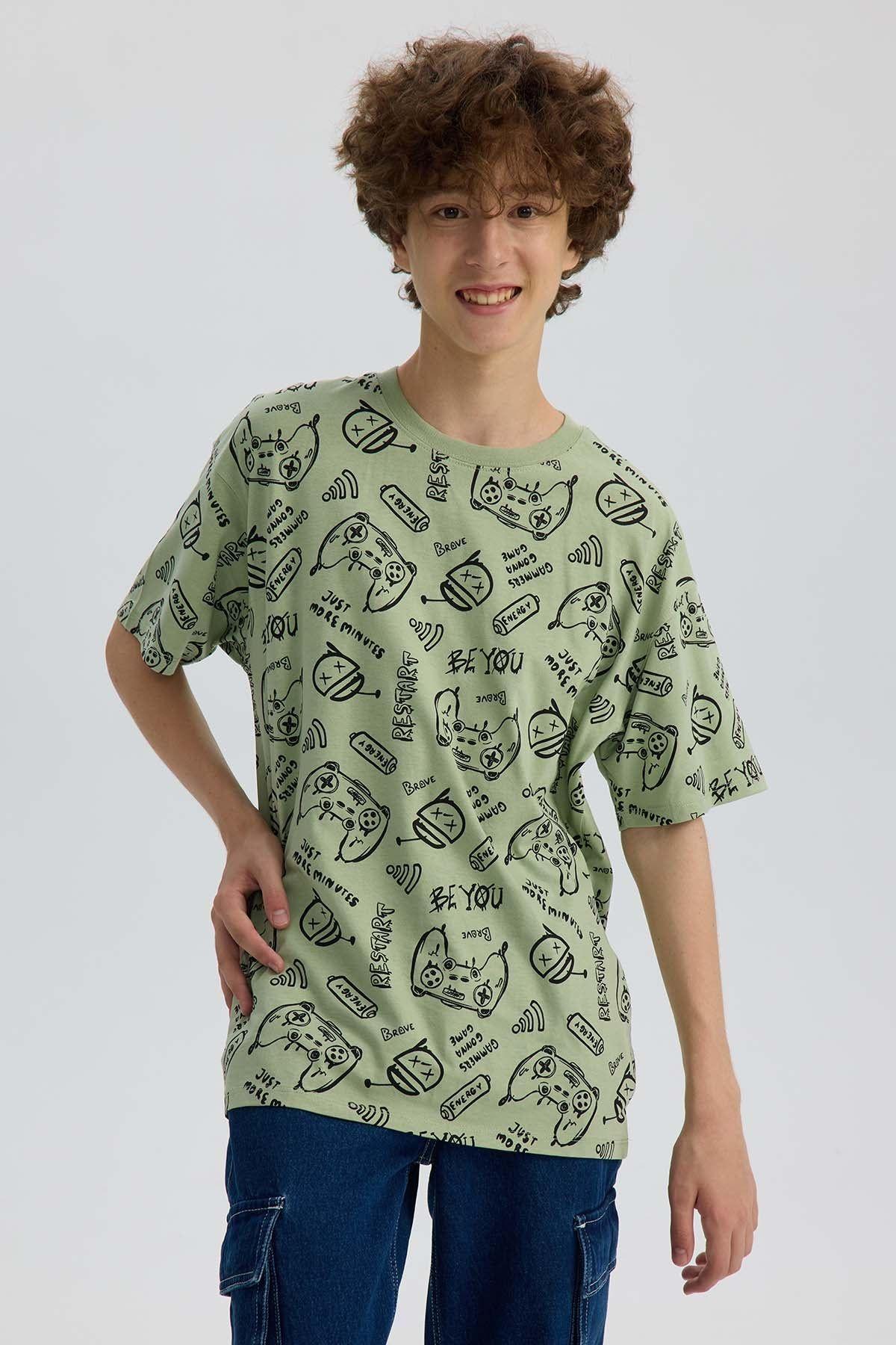 Polera Niño Full Print Verde Claro-0