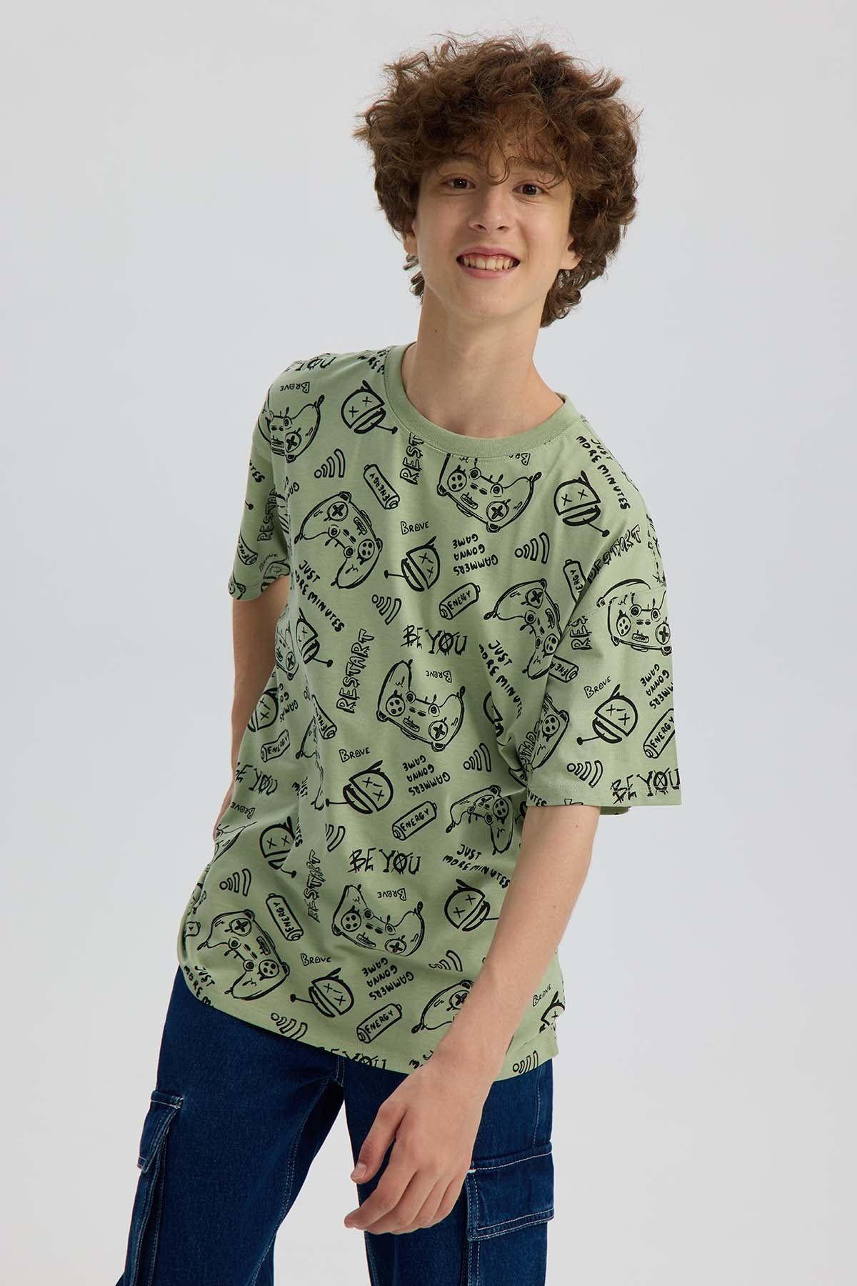 Polera Niño Full Print Verde Claro-1