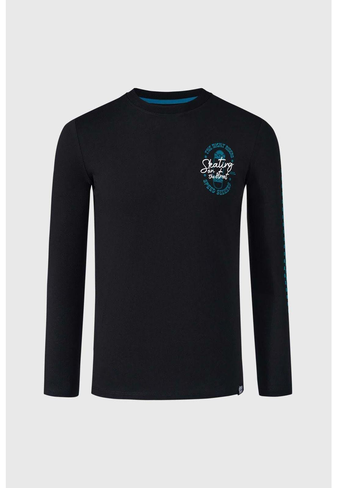 Polera Niño Print Negro - Vll-0