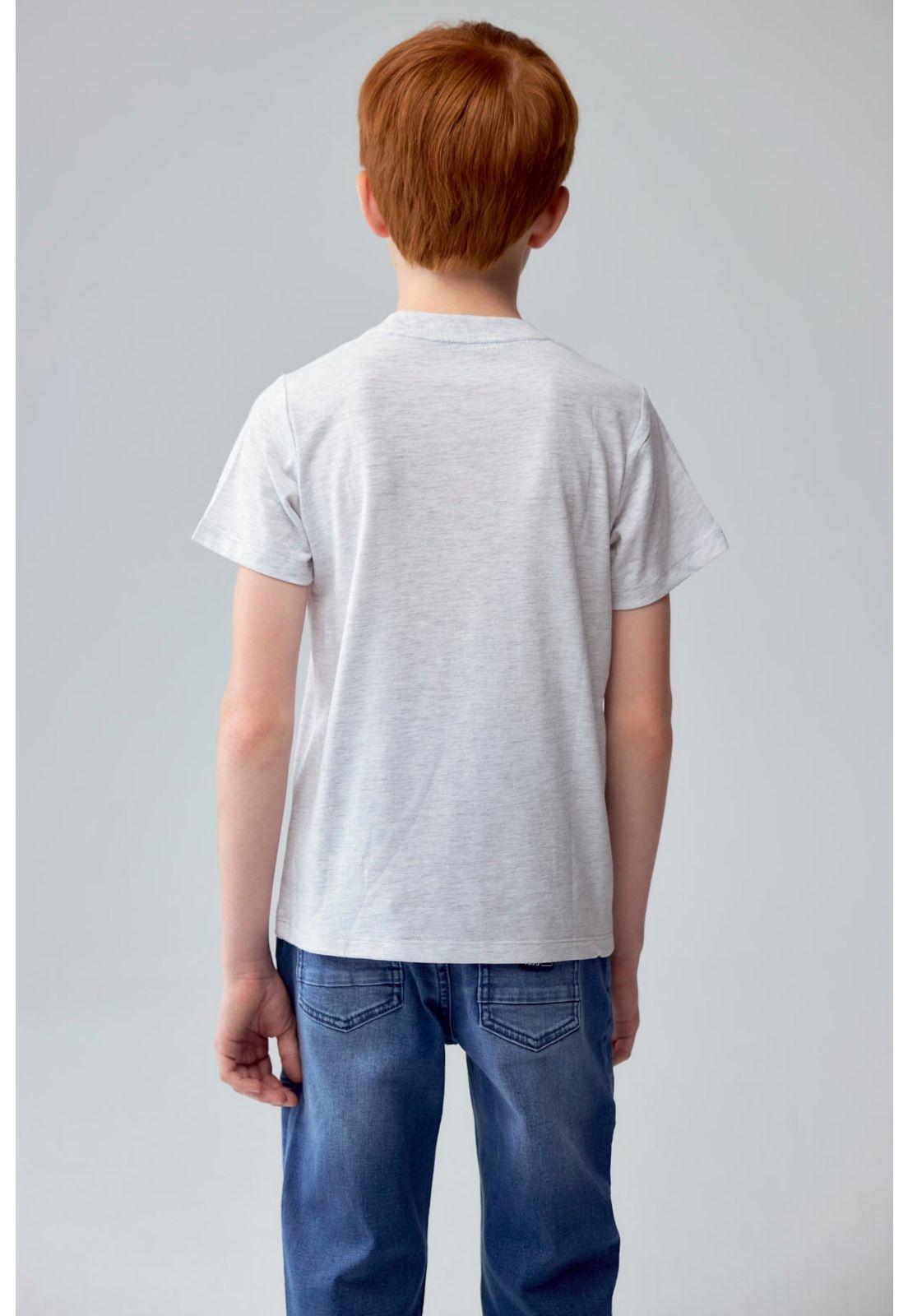 Polera Niño Básica Estampada Gris Melange Claro-2