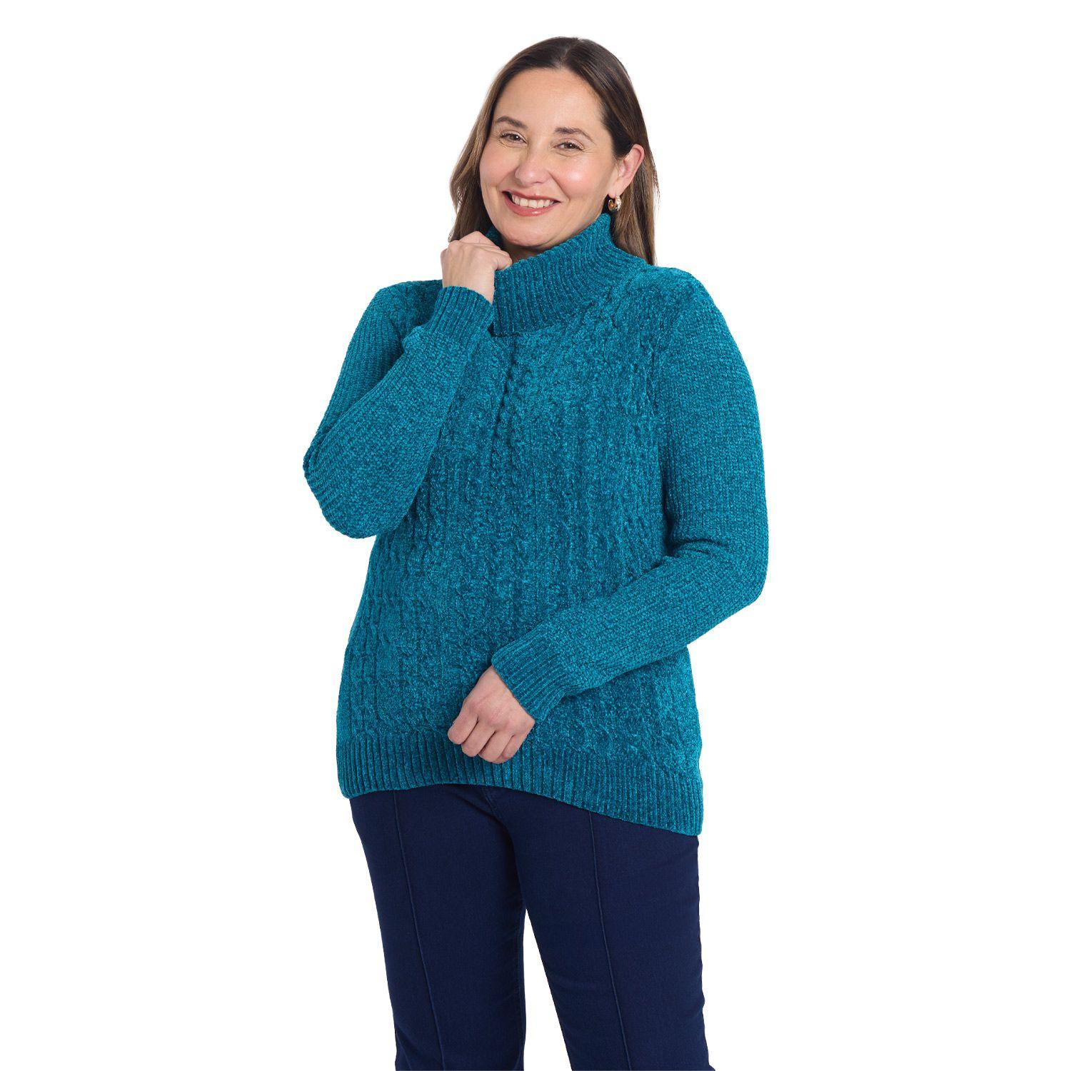 Sweater Mujer Trenzado Petroleo-0