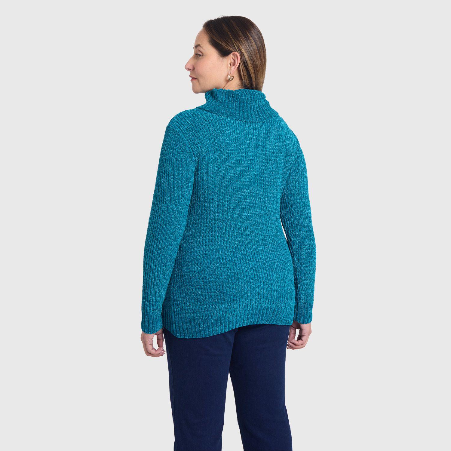 Sweater Mujer Trenzado Petroleo-2
