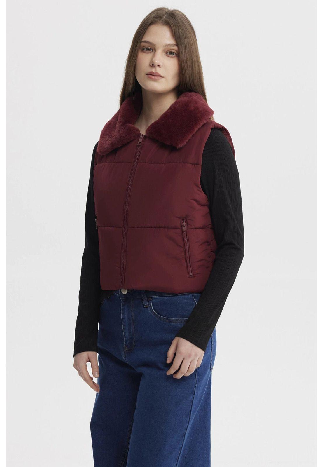 Parka Mujer Liso Full Zipper Rojo-1