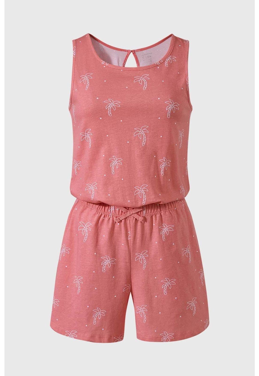 Enterito Niña Corto Print Rosado-0