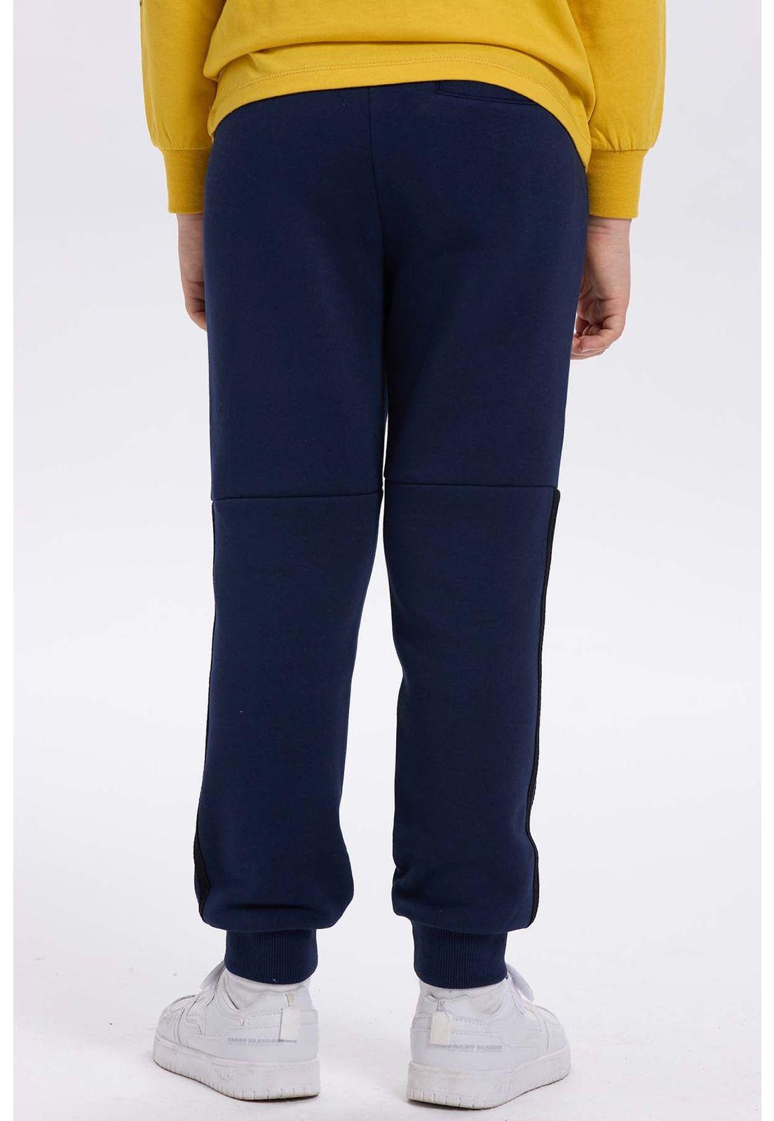 Pantalón Buzo Niño Con Rayas Lateral Azul Oscuro-2