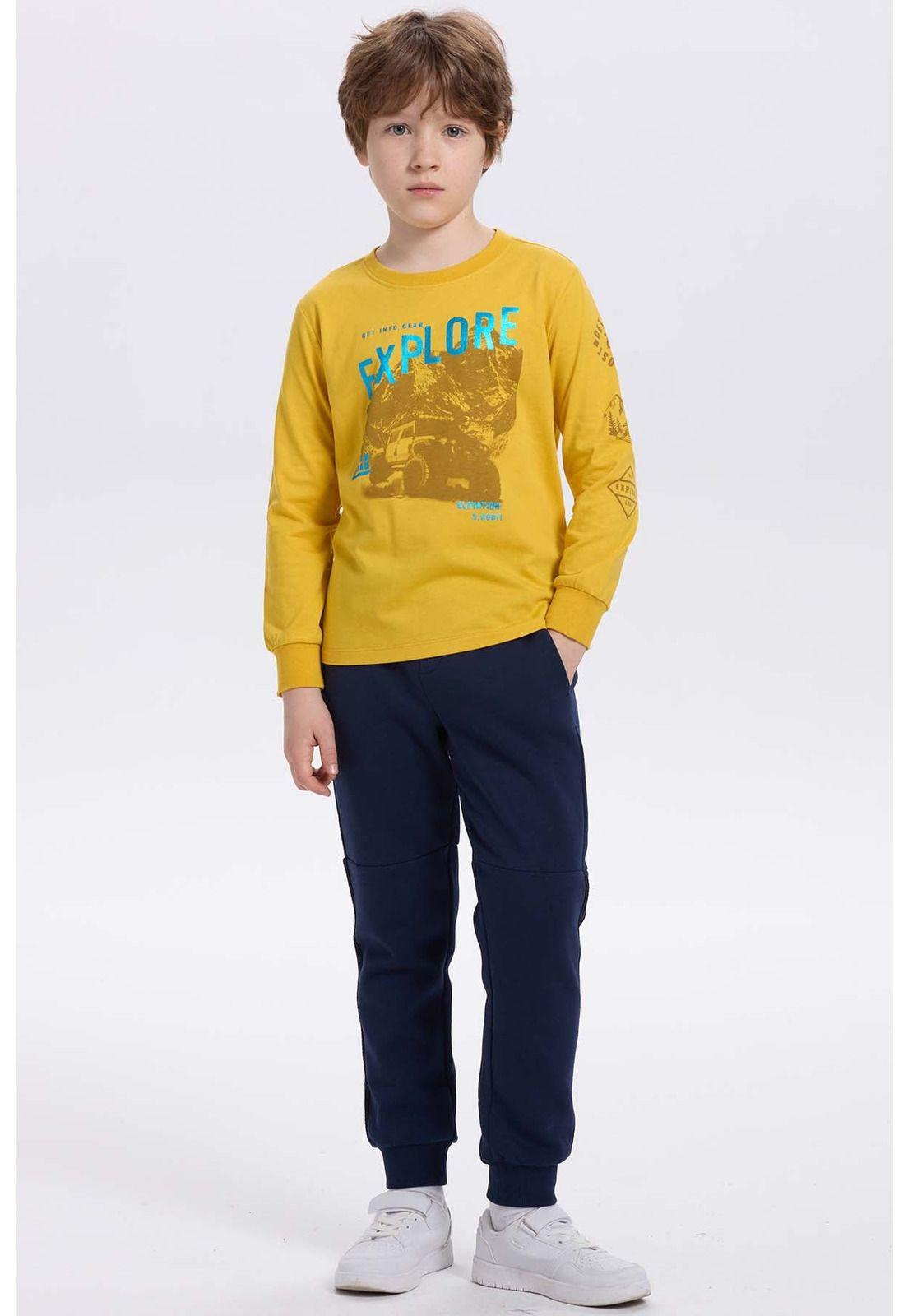 Pantalón Buzo Niño Con Rayas Lateral Azul Oscuro-3