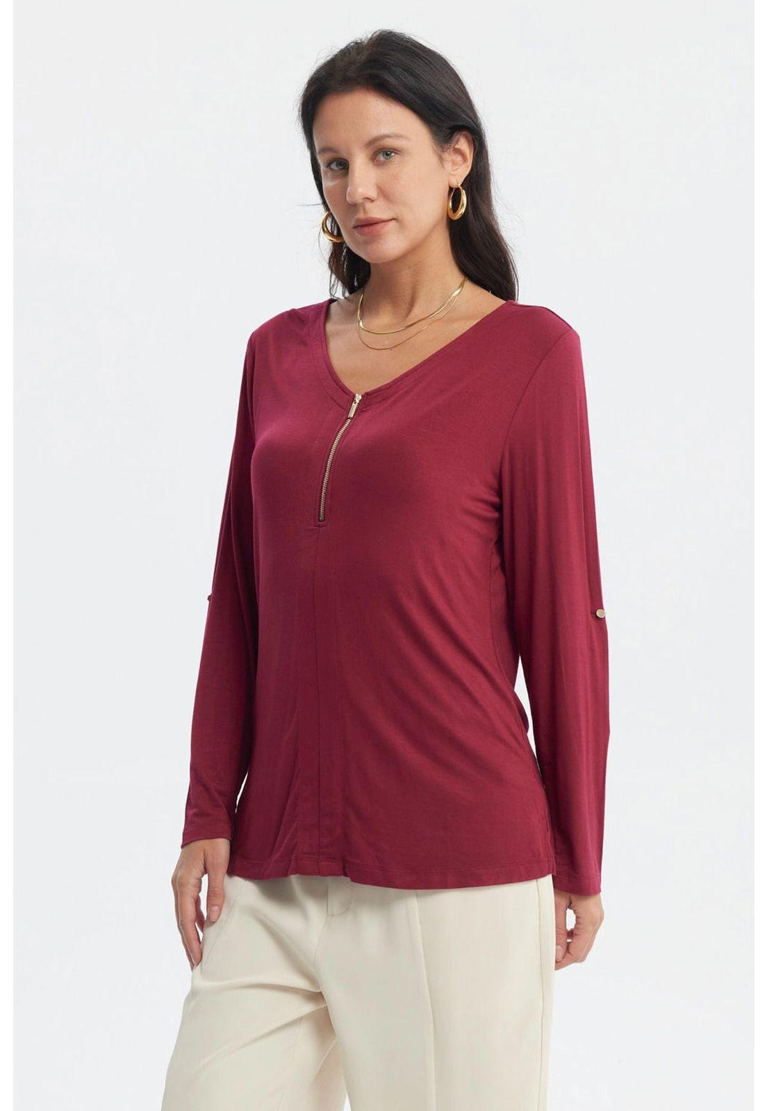 Polera Mujer Media Pata Con Cierre Rojo-1