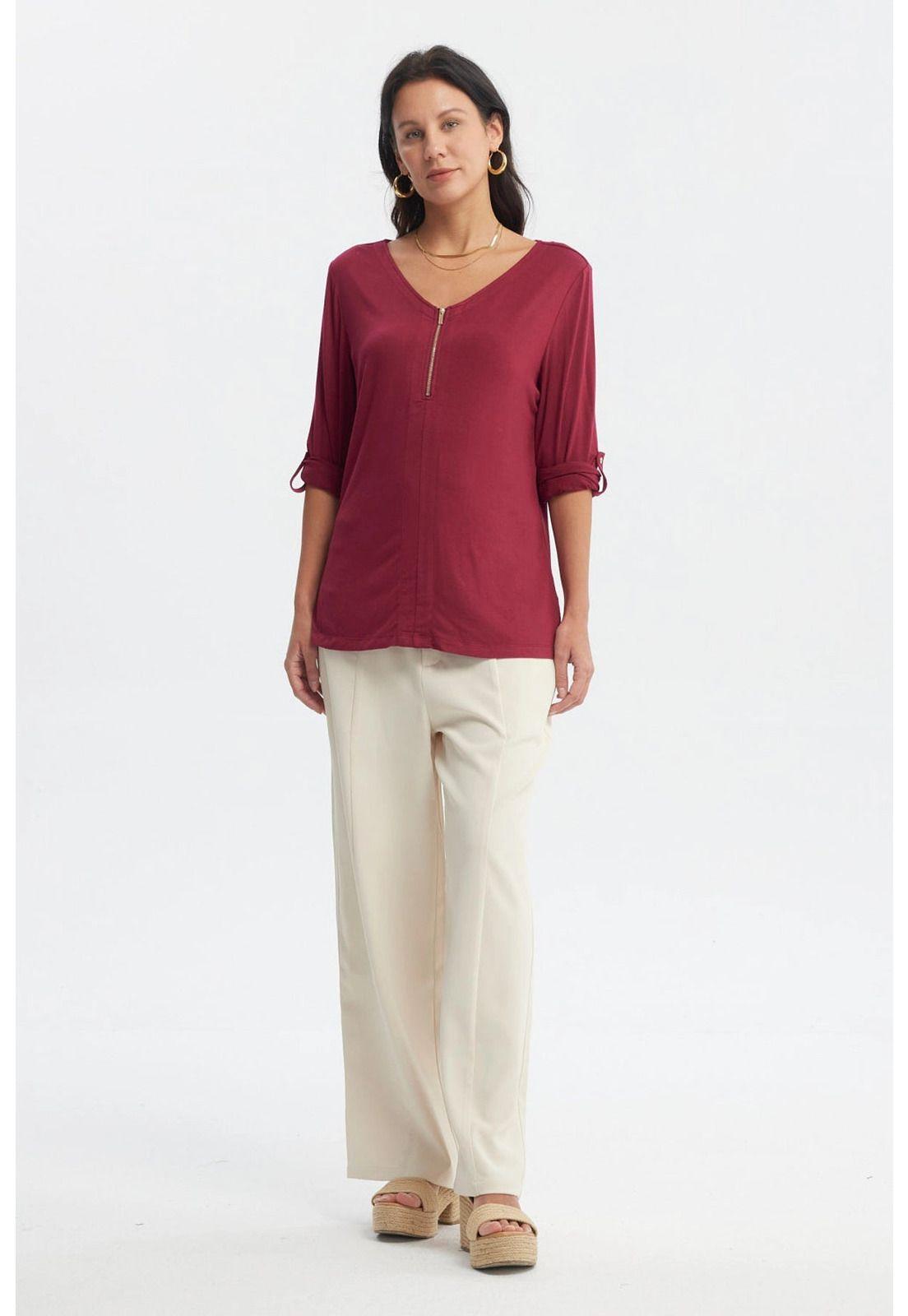 Polera Mujer Media Pata Con Cierre Rojo-3