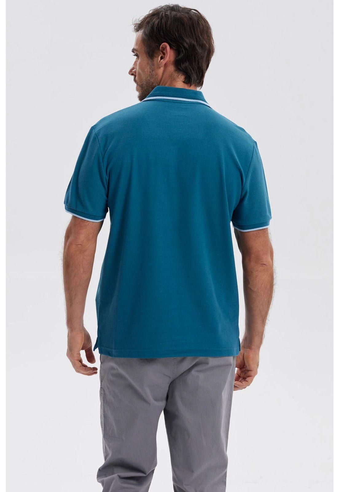 Polera Hombre Piqué Básica Lisa Petróleo-2