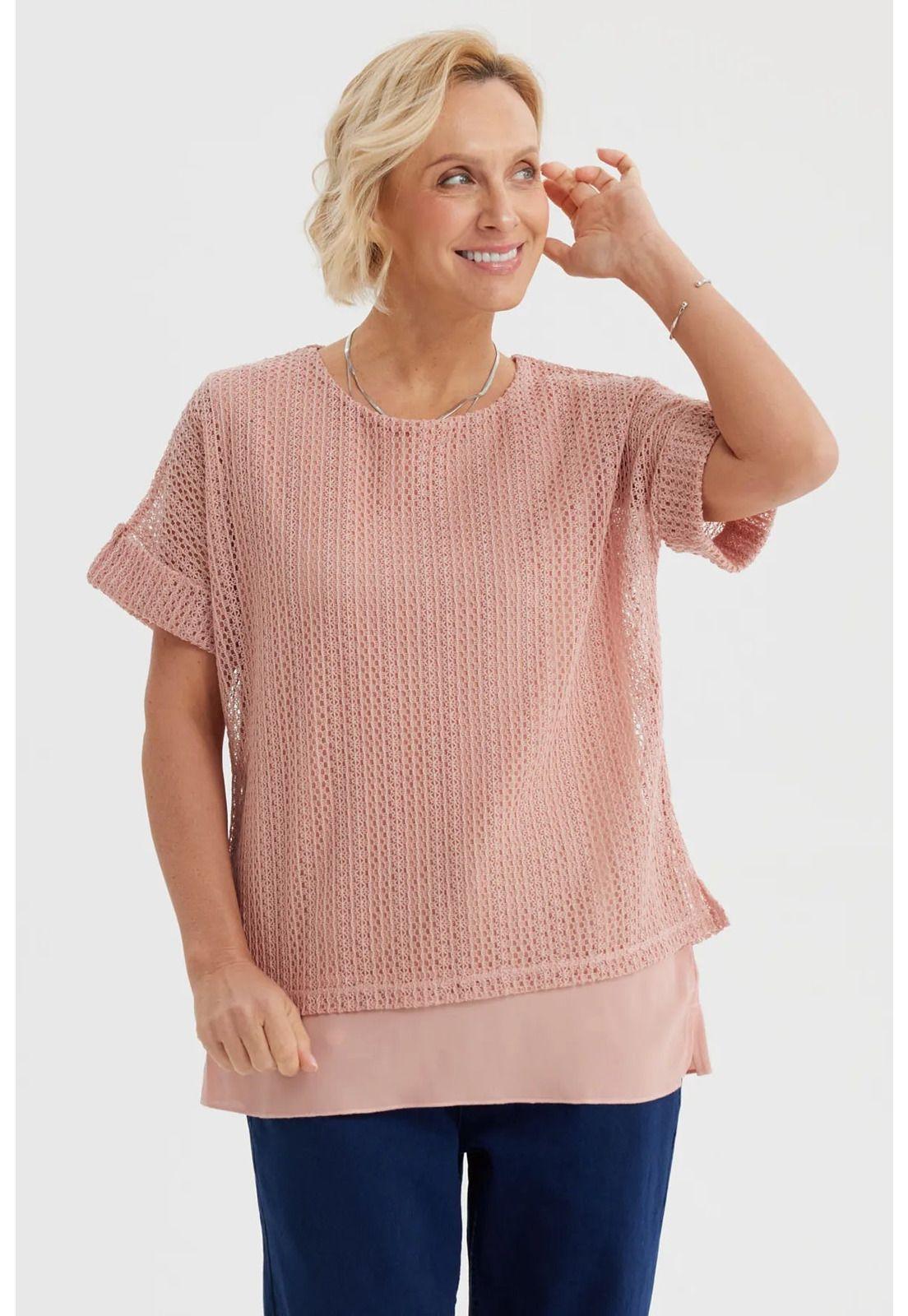 Polera Mujer Malla Rosado- ll-0