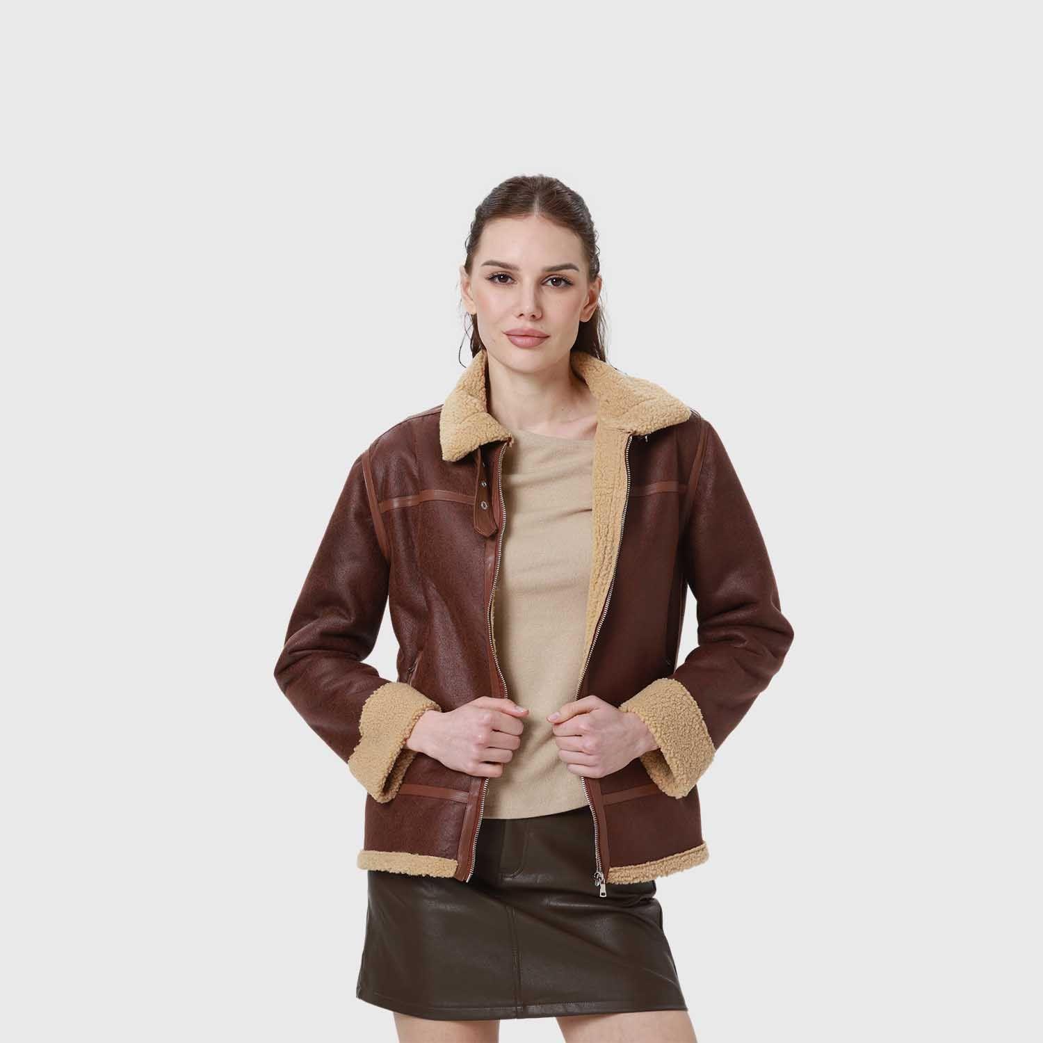 Chaqueta Mujer Bonded Cafe Oscuro-3