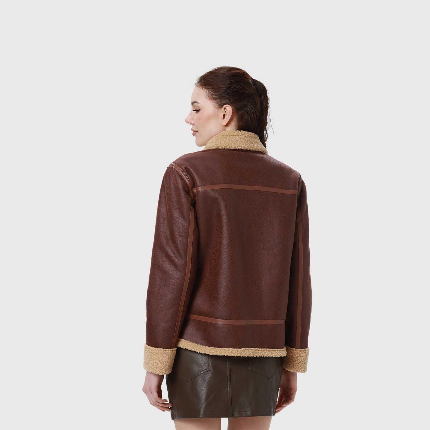 Chaqueta Mujer Bonded Cafe Oscuro-5
