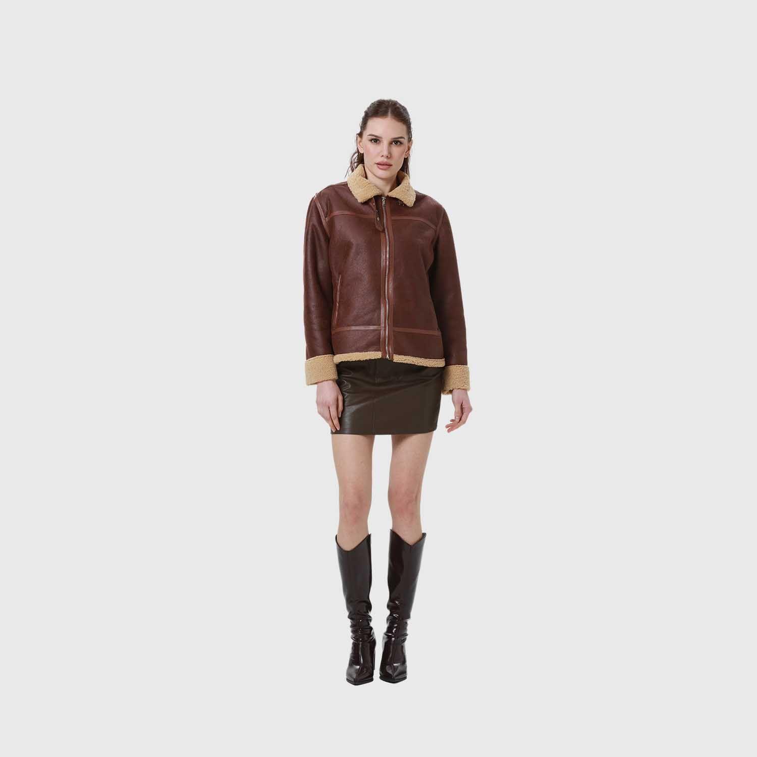 Chaqueta Mujer Bonded Cafe Oscuro-7