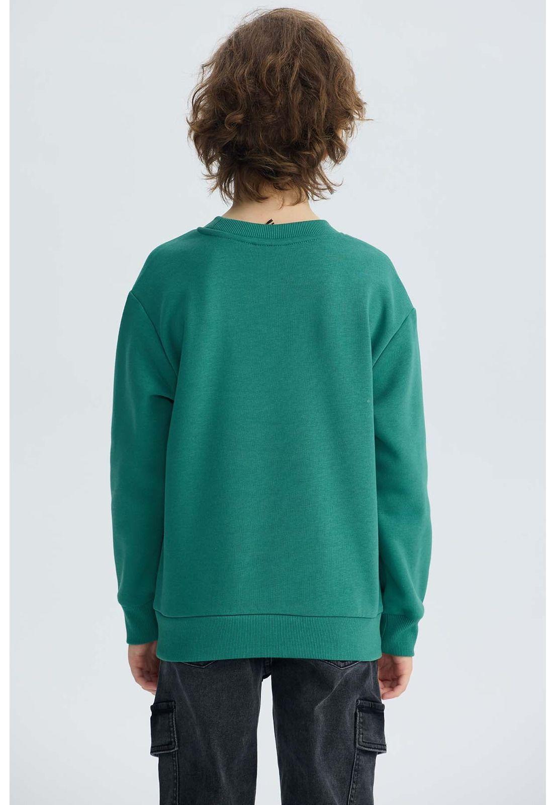 Polerón Niño Cerrado Con Relieve Verde-2