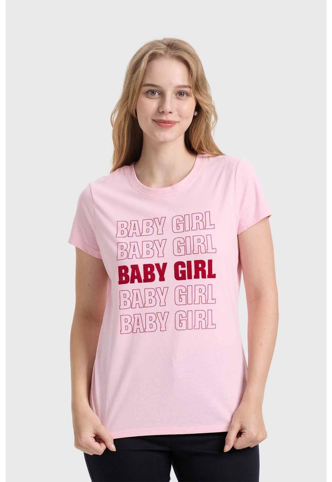 Polera Mujer Básica Print Rosado-0