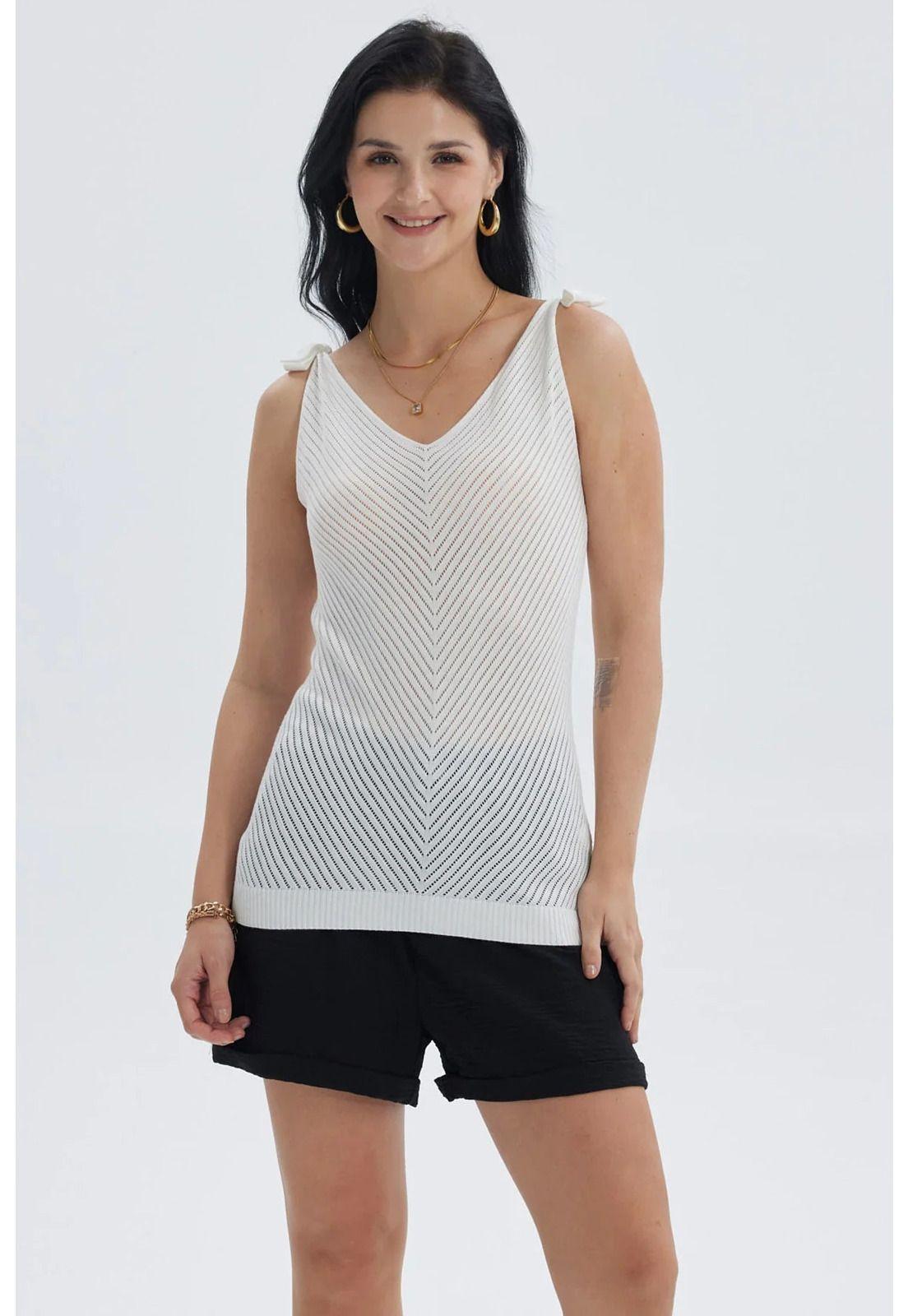 Polera Mujer Pabilo Con Nudo Crudo-0