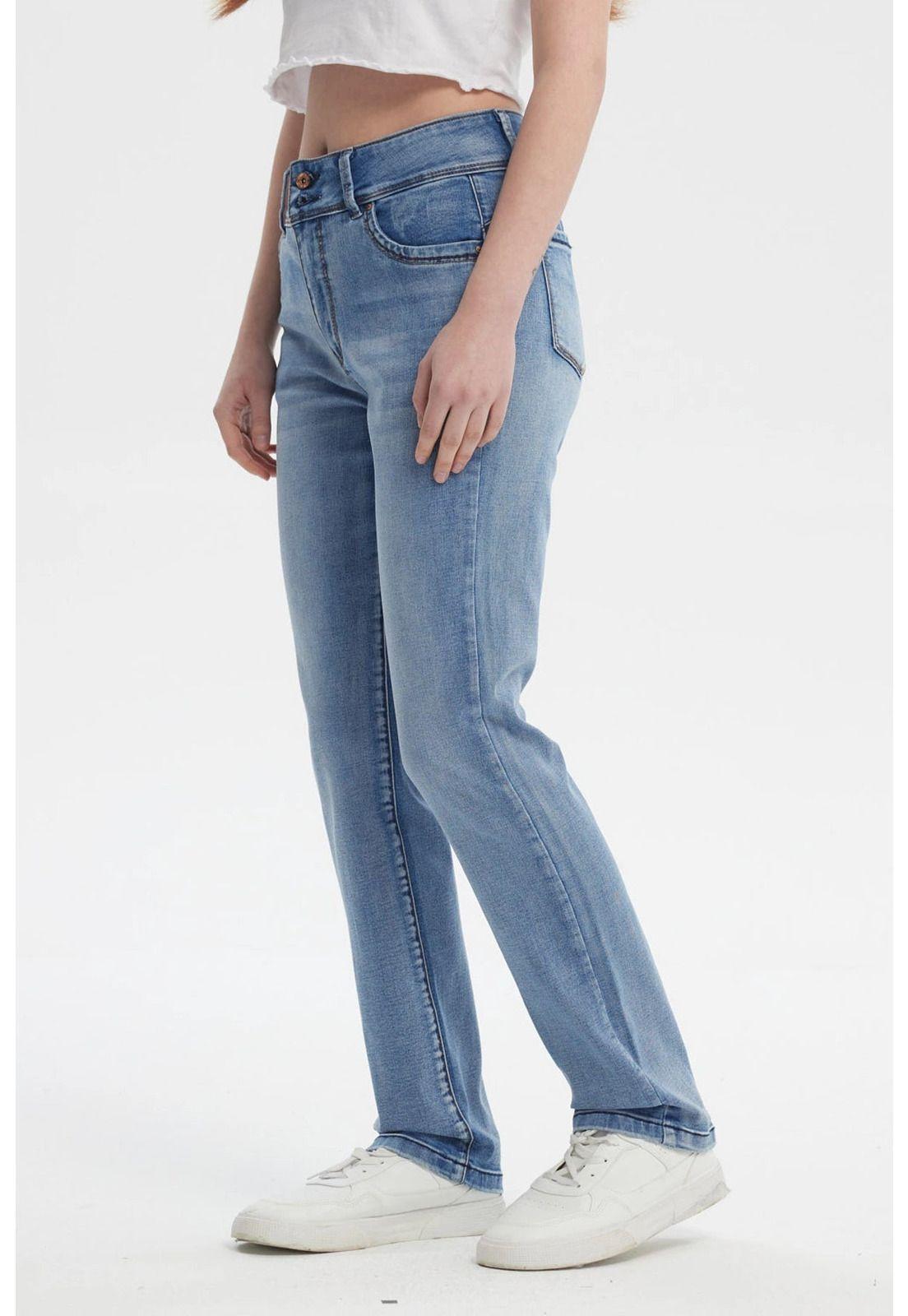 Jeans Mujer Flo Calce Recto Azul - ll-1