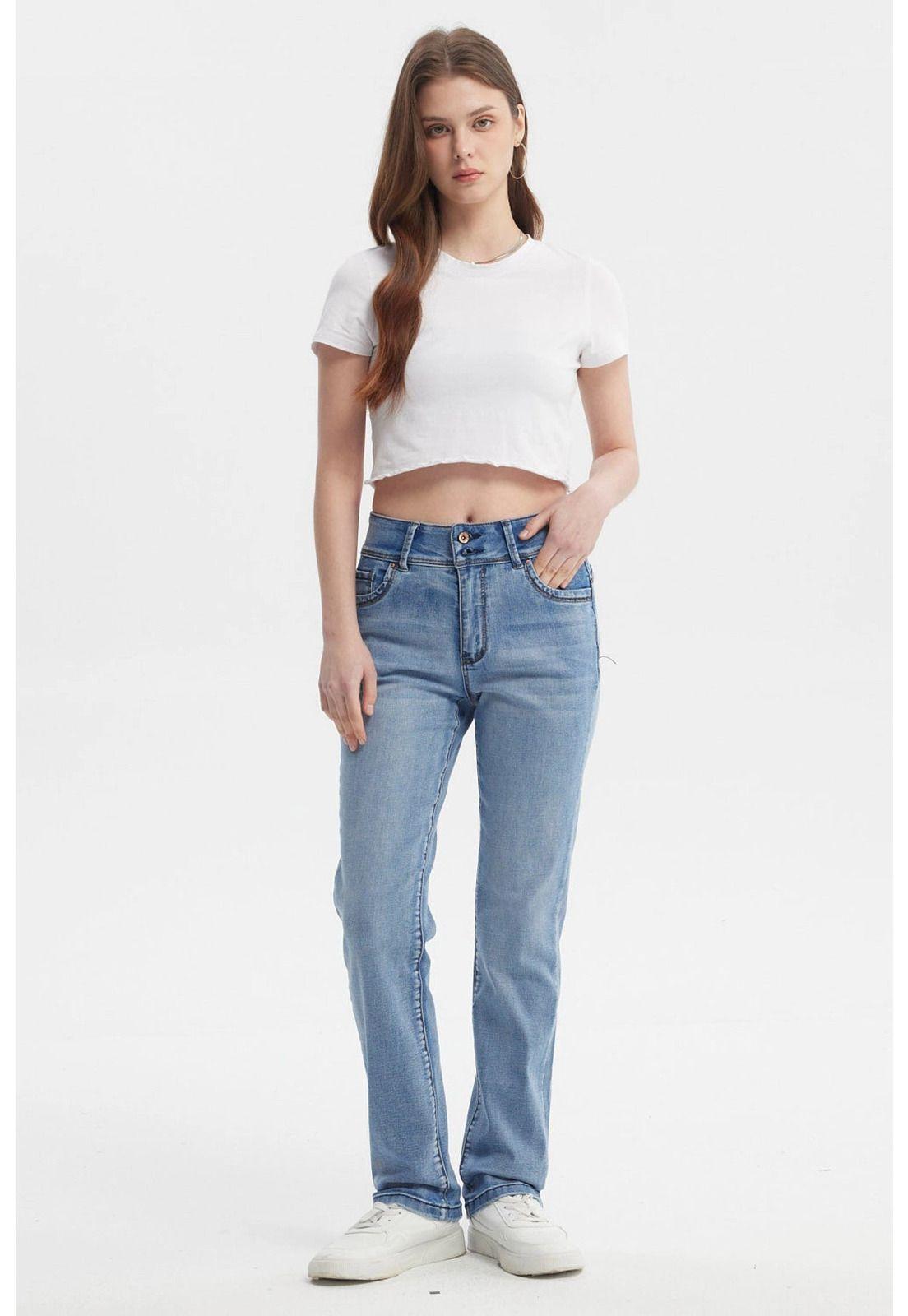 Jeans Mujer Flo Calce Recto Azul - ll-3