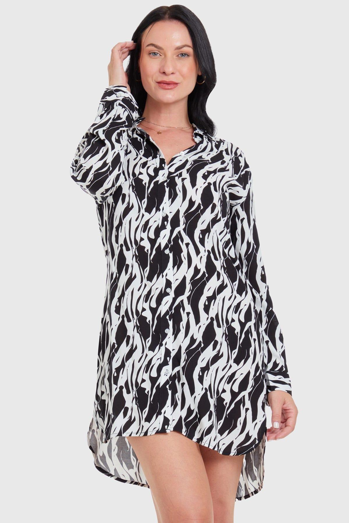 Blusa Camisera Long Fit Crudo-0