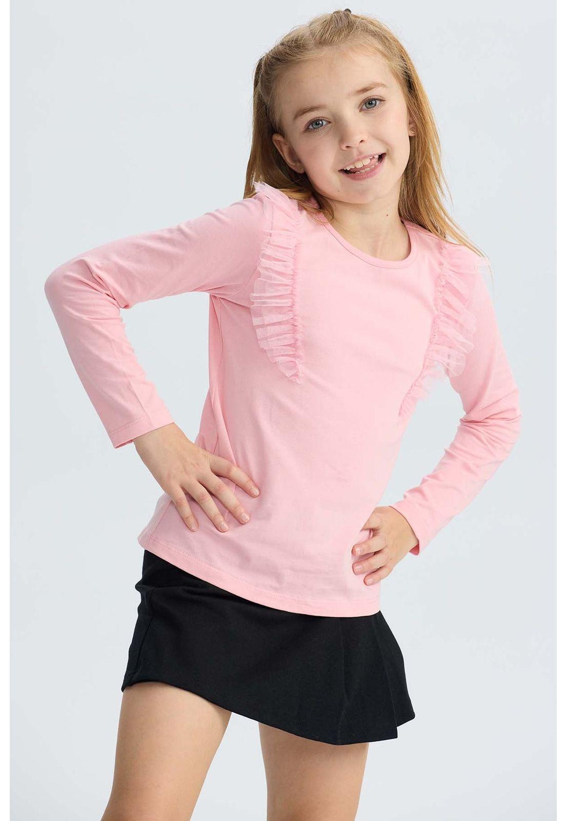 Polera Niña Tul Rosado-1