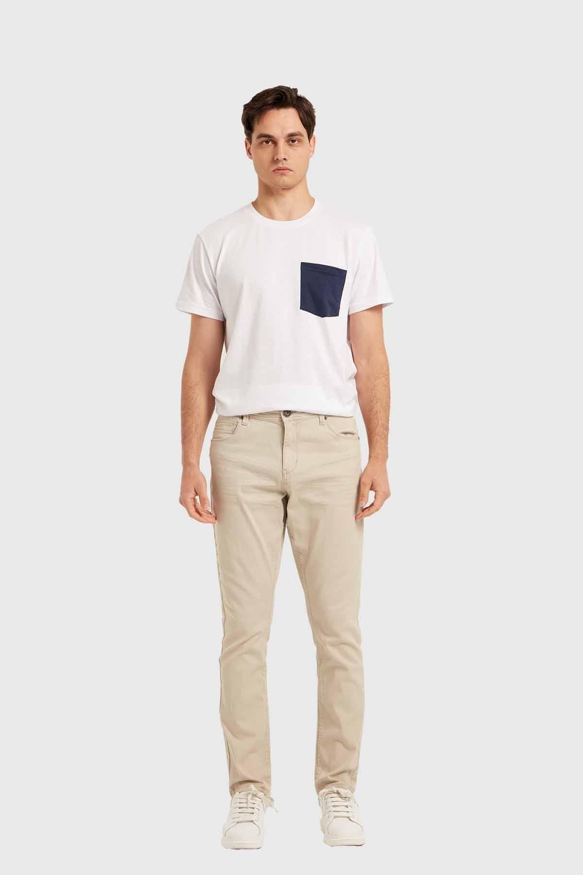 Jeans Hombre Slim Beige-4