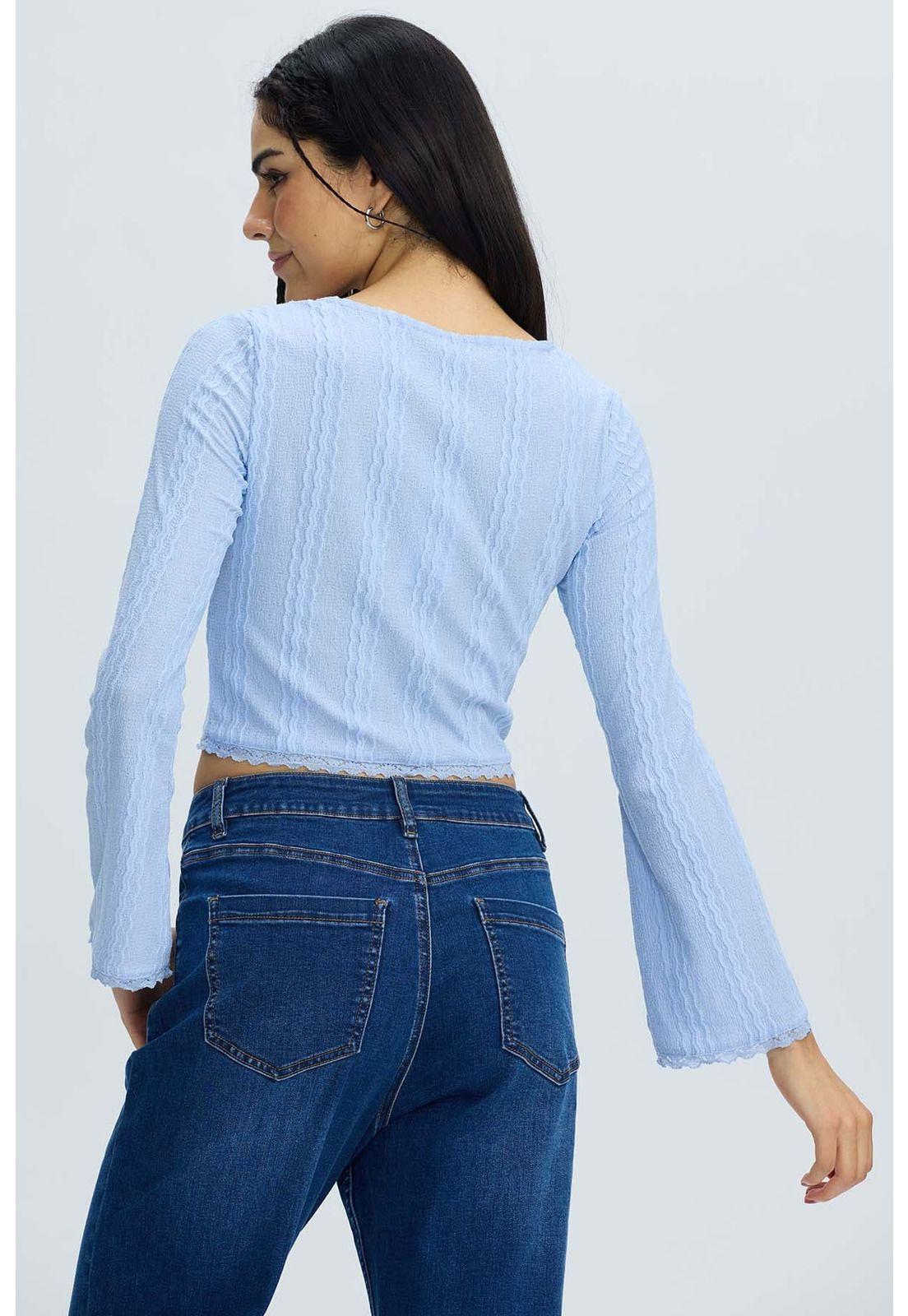 Polera Mujer Vuelos Flare Celeste-2