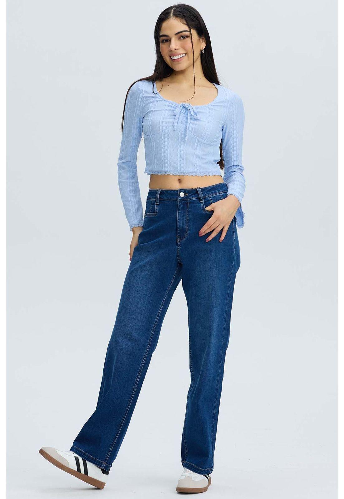 Polera Mujer Vuelos Flare Celeste-3