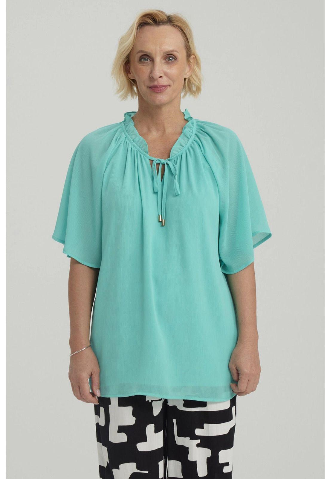 Blusa Mujer Con Cordón Turquesa-0