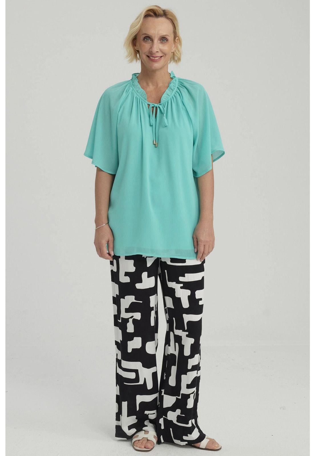 Blusa Mujer Con Cordón Turquesa-1