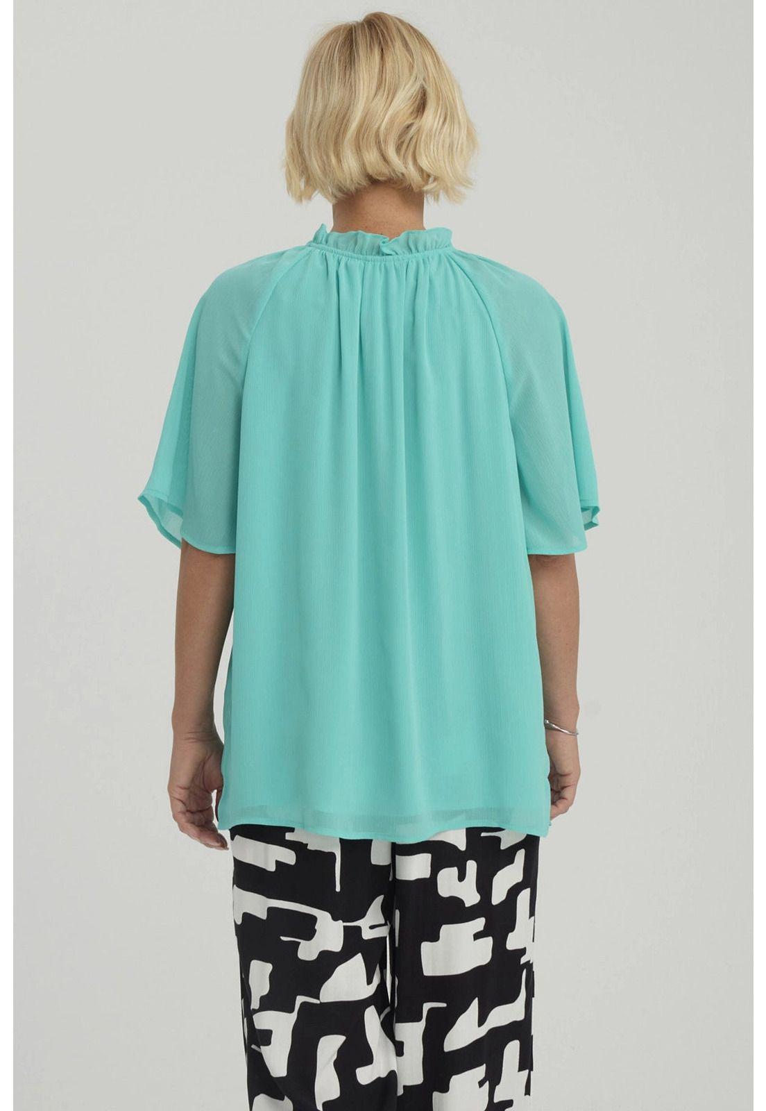 Blusa Mujer Con Cordón Turquesa-2