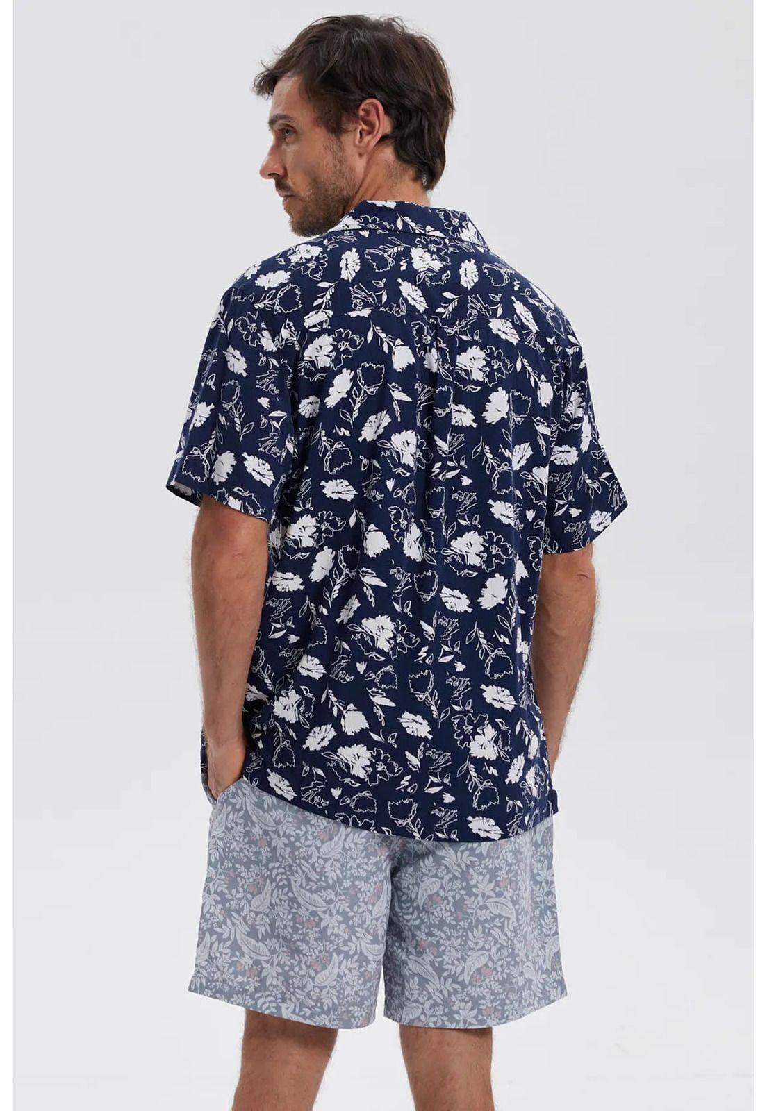 Camisa Hombre Print Azul Marino-2