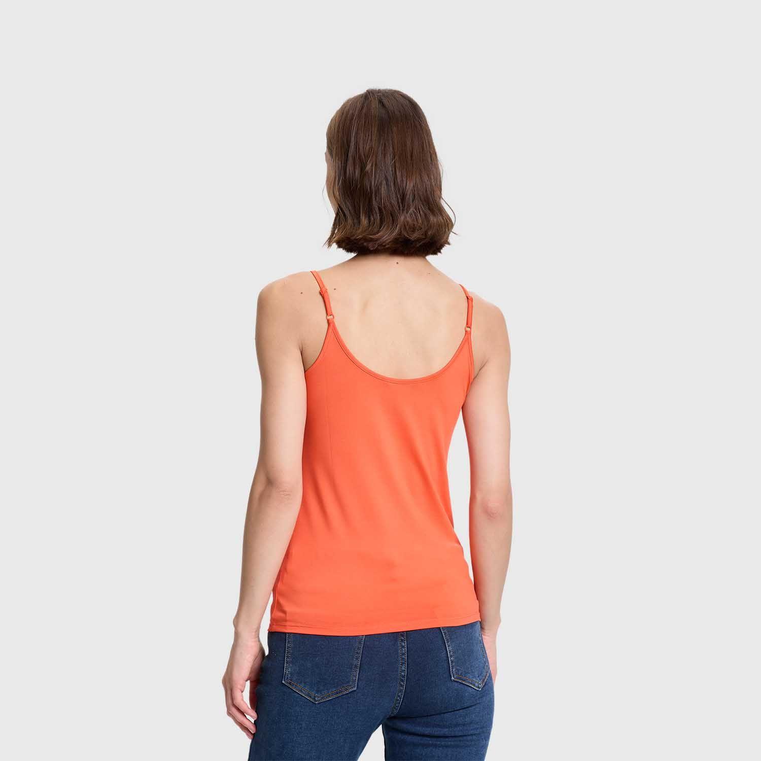 Polera Mujer Pabilo Básico Liso Naranjo Fashion's Park-2
