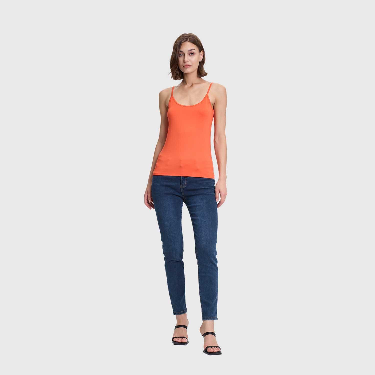Polera Mujer Pabilo Básico Liso Naranjo Fashion's Park-3