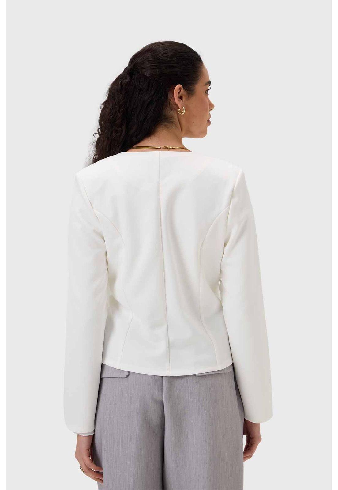 Blazer Mujer Sin Solapa Crudo-2