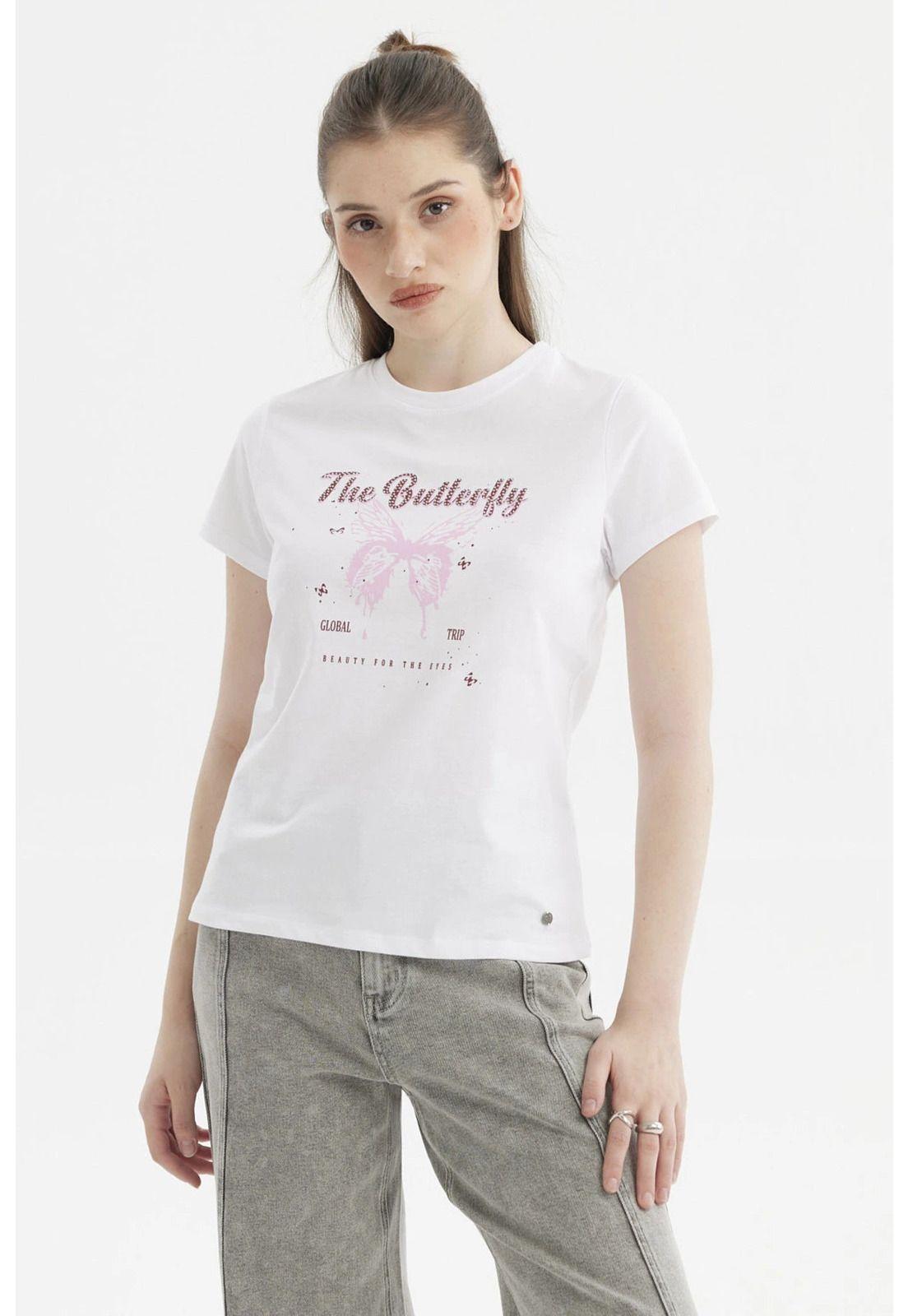 Polera Mujer Básica Blanco / Rojo-0