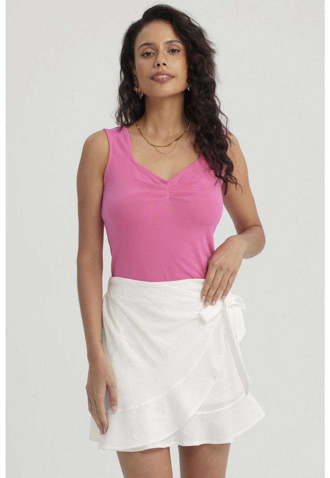 Polera Mujer Escote Cuadrado Fucsia-0