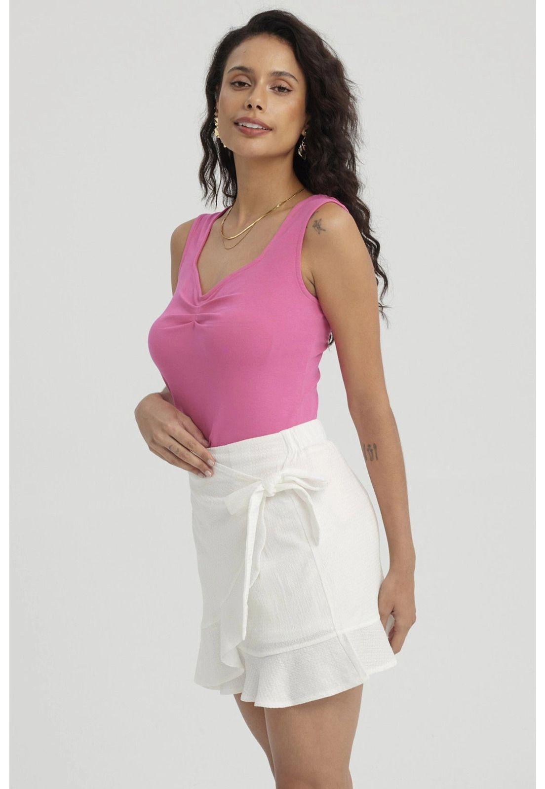 Polera Mujer Escote Cuadrado Fucsia-1