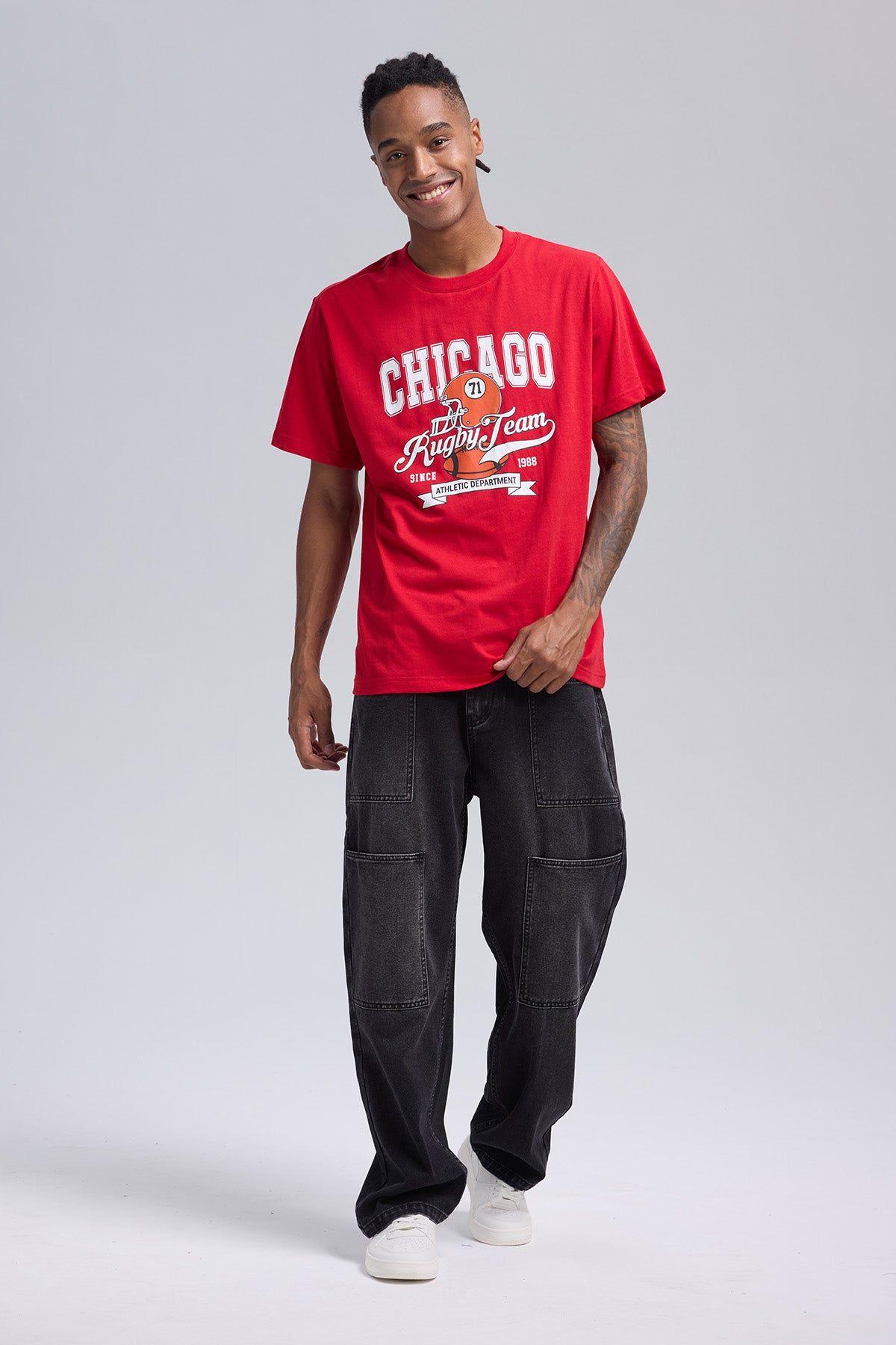 Polera Hombre Print Posicional Rojo-3