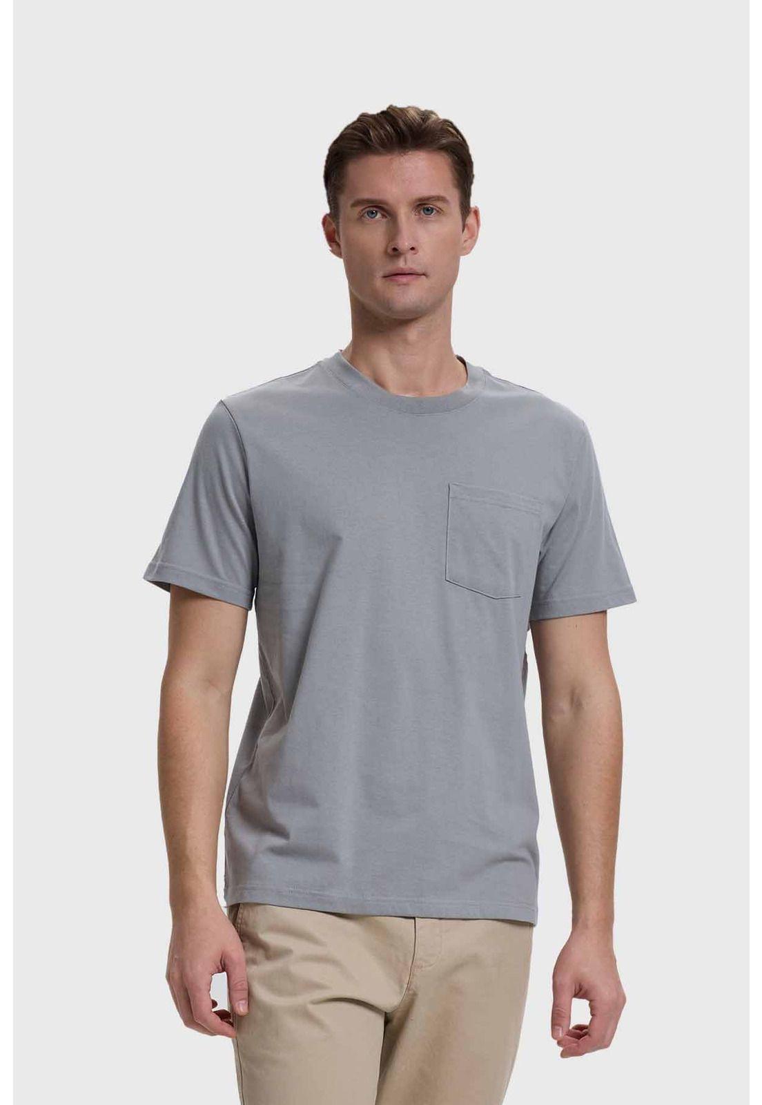 Polera Hombre Básica Con Bolsillo Gris-0