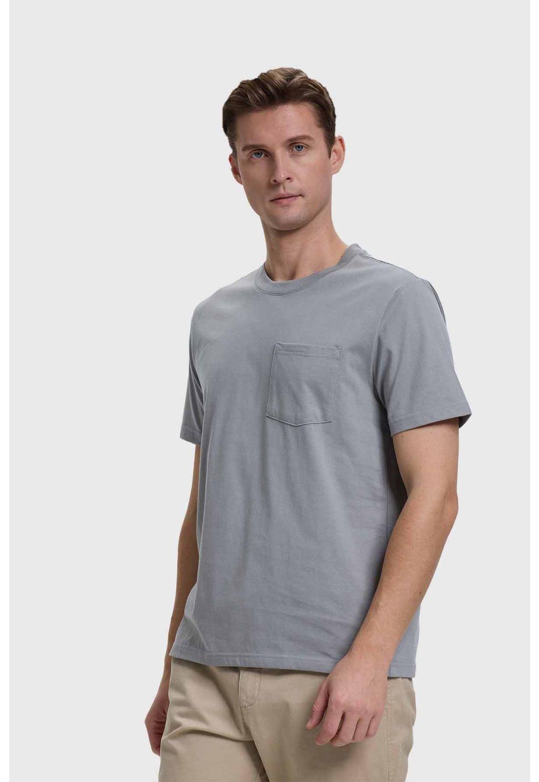 Polera Hombre Básica Con Bolsillo Gris-1