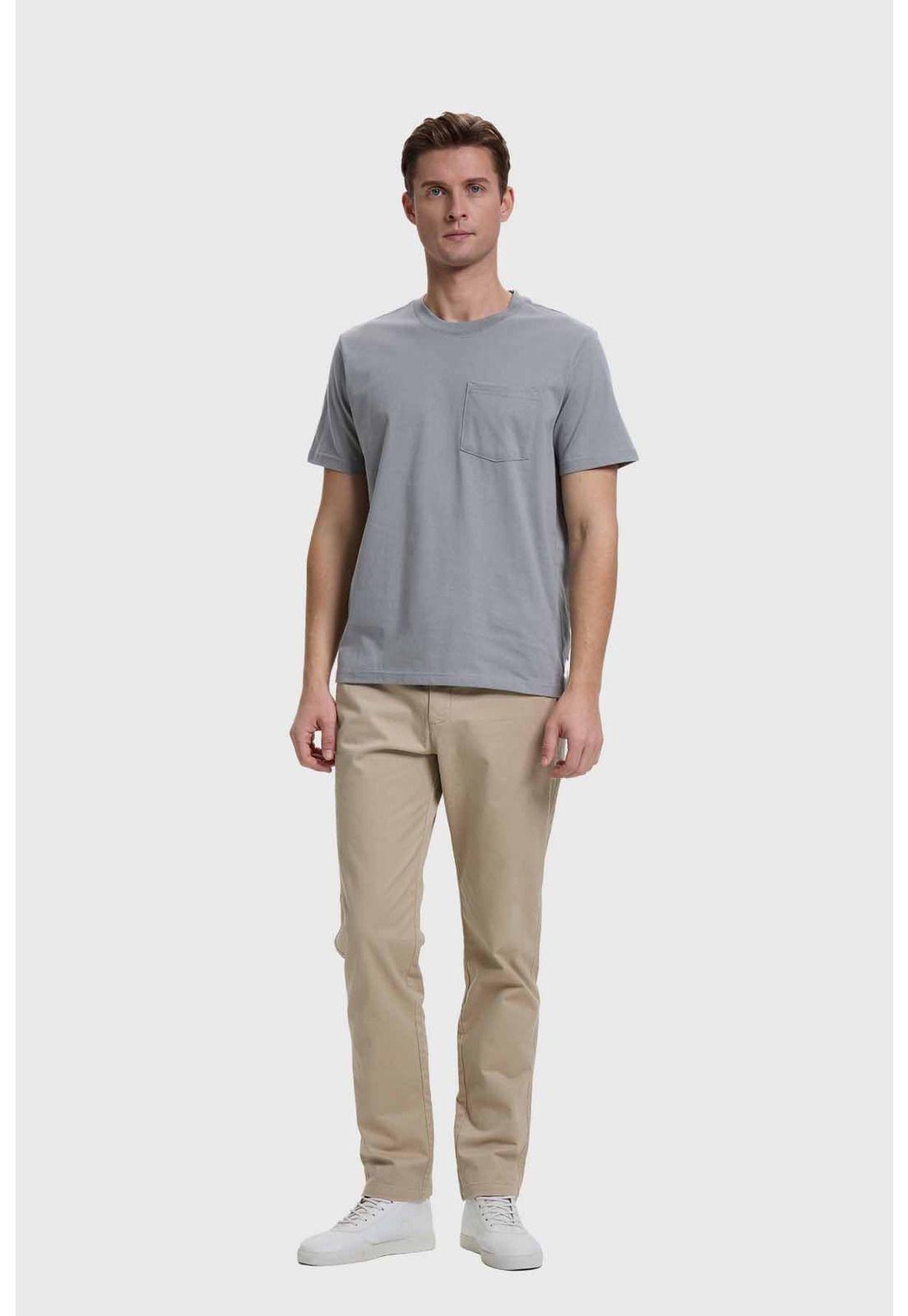 Polera Hombre Básica Con Bolsillo Gris-3