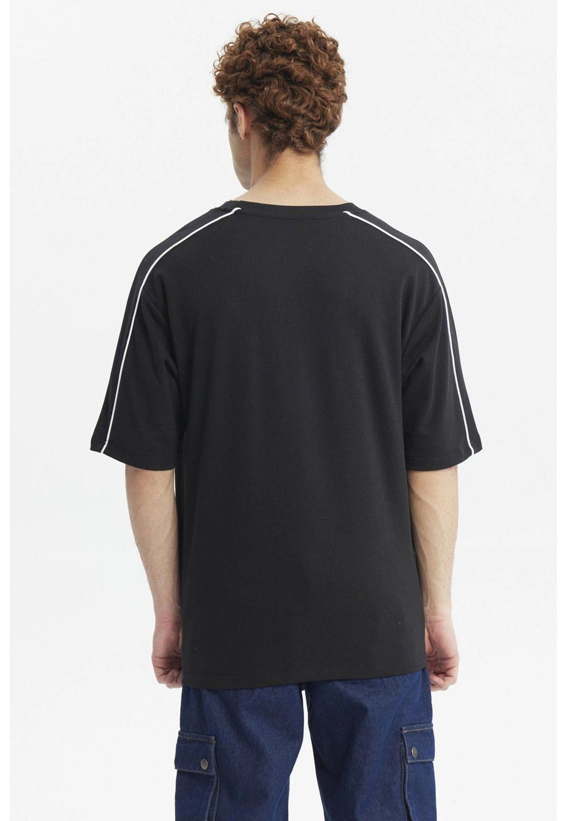 Polera Hombre Oversize Doble Línea Negro-2